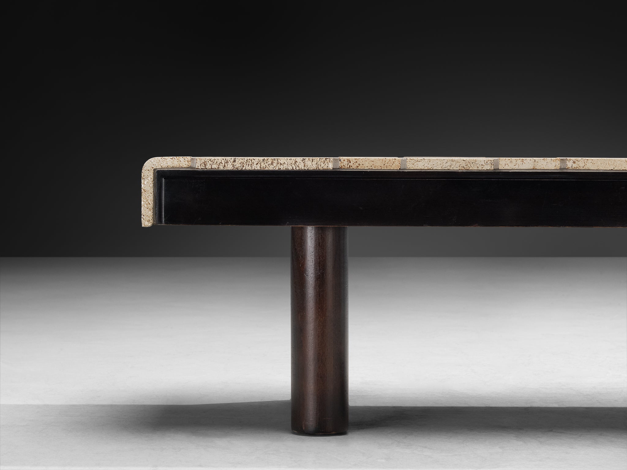 Roger Capron Coffee table with Illustrative Imprints in Ceramic and Wood Tables Morentz