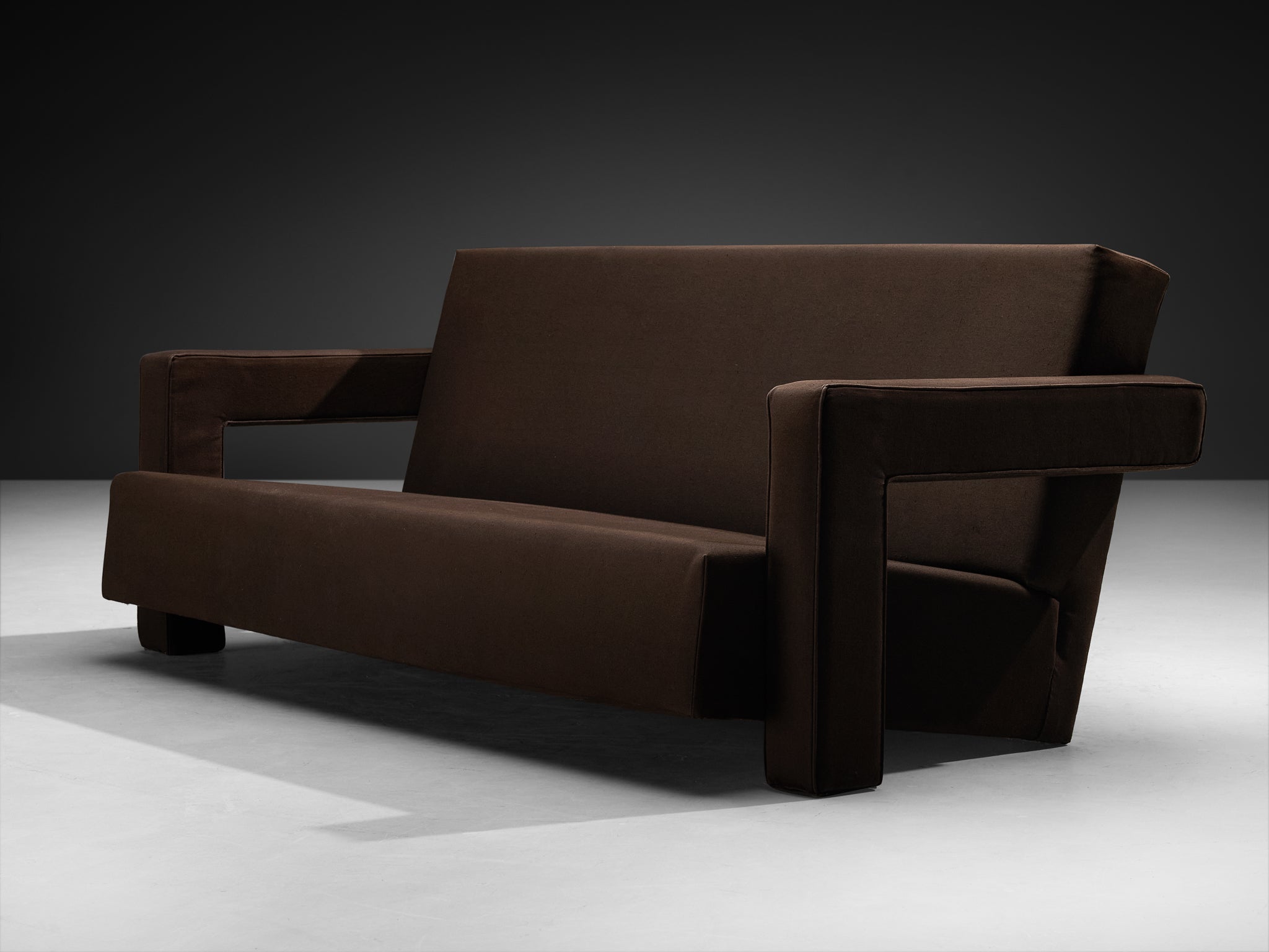 Rare and Early 1950s Gerrit Rietveld for Metz & Co 'Utrecht' Sofa in Brown Canvas