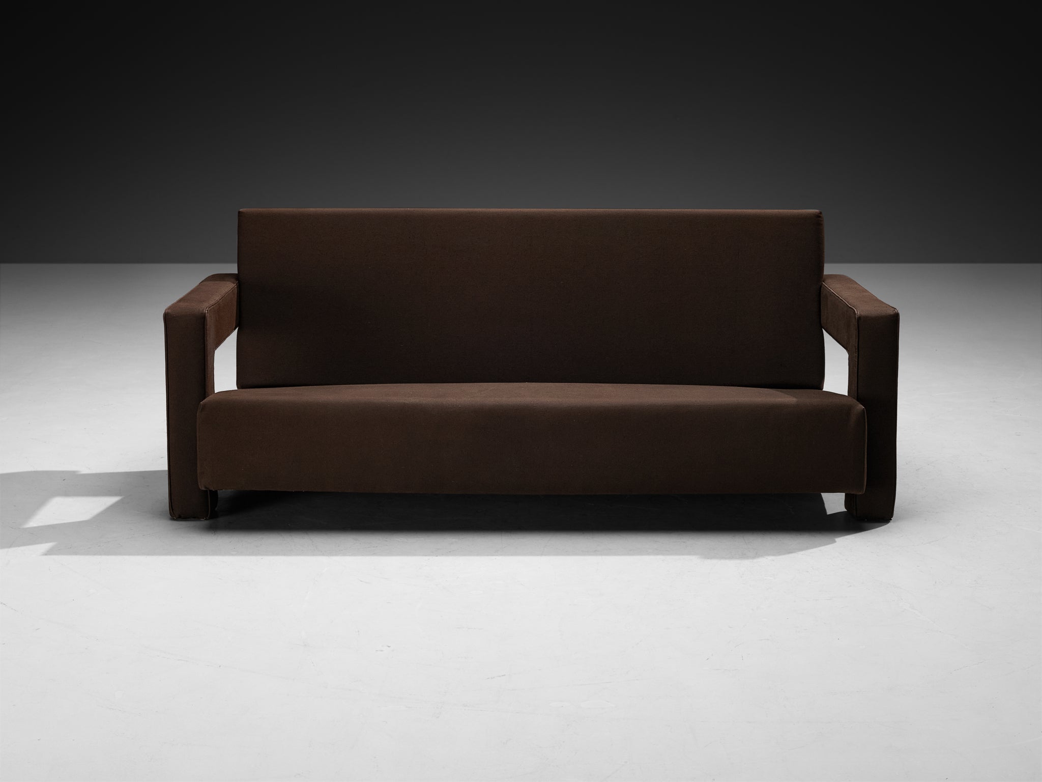 Rare and Early 1950s Gerrit Rietveld for Metz & Co 'Utrecht' Sofa in Brown Canvas