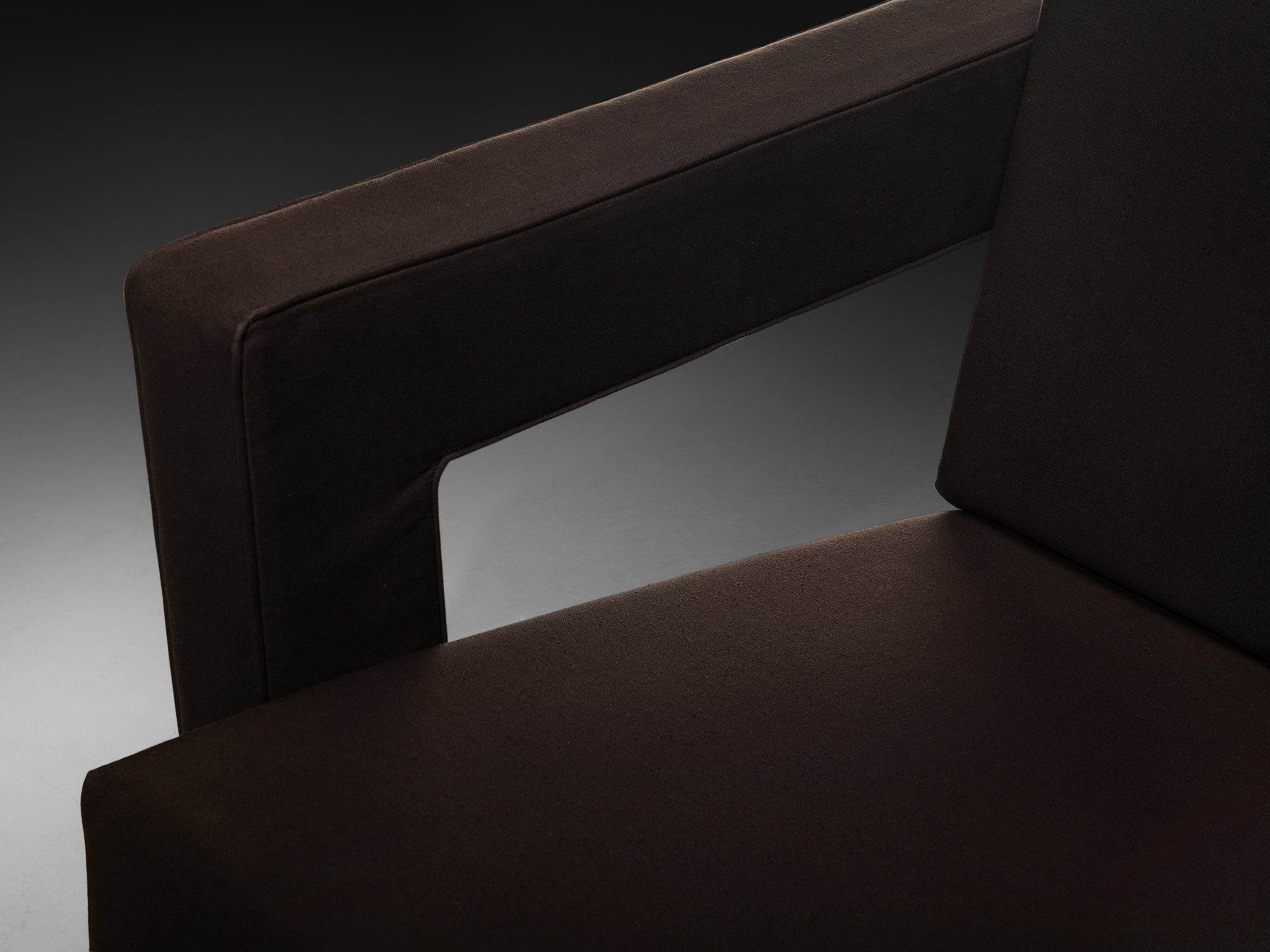 Rare and Early 1950s Gerrit Rietveld for Metz & Co 'Utrecht' Sofa in Brown Canvas