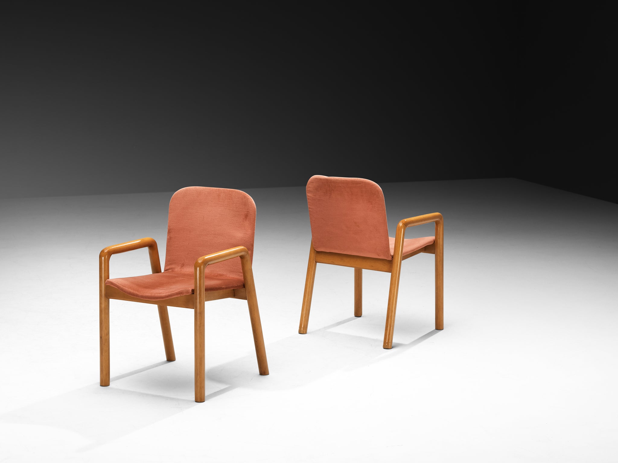Guido Faleschini for I4 Mariani Set of Eight 'Dilos' Dining Chairs in Dusty Rose Velvet Seating Morentz