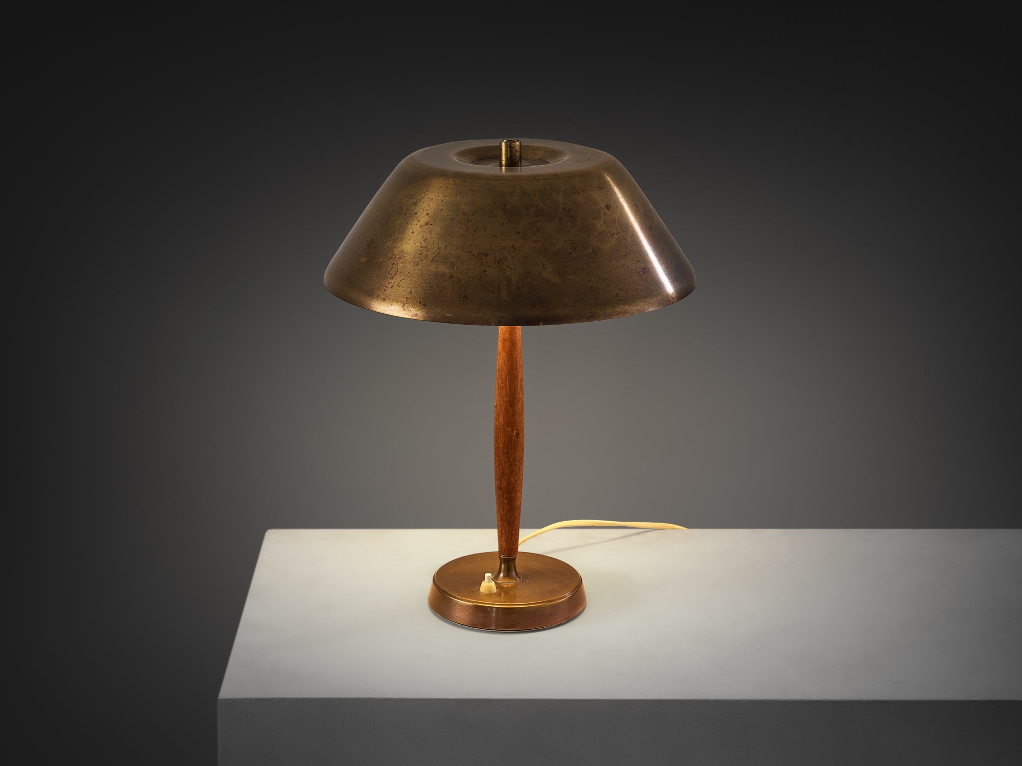 Rare Falkenbergs Belysning '6417' Table Lamp in Brass and Teak Lighting Morentz
