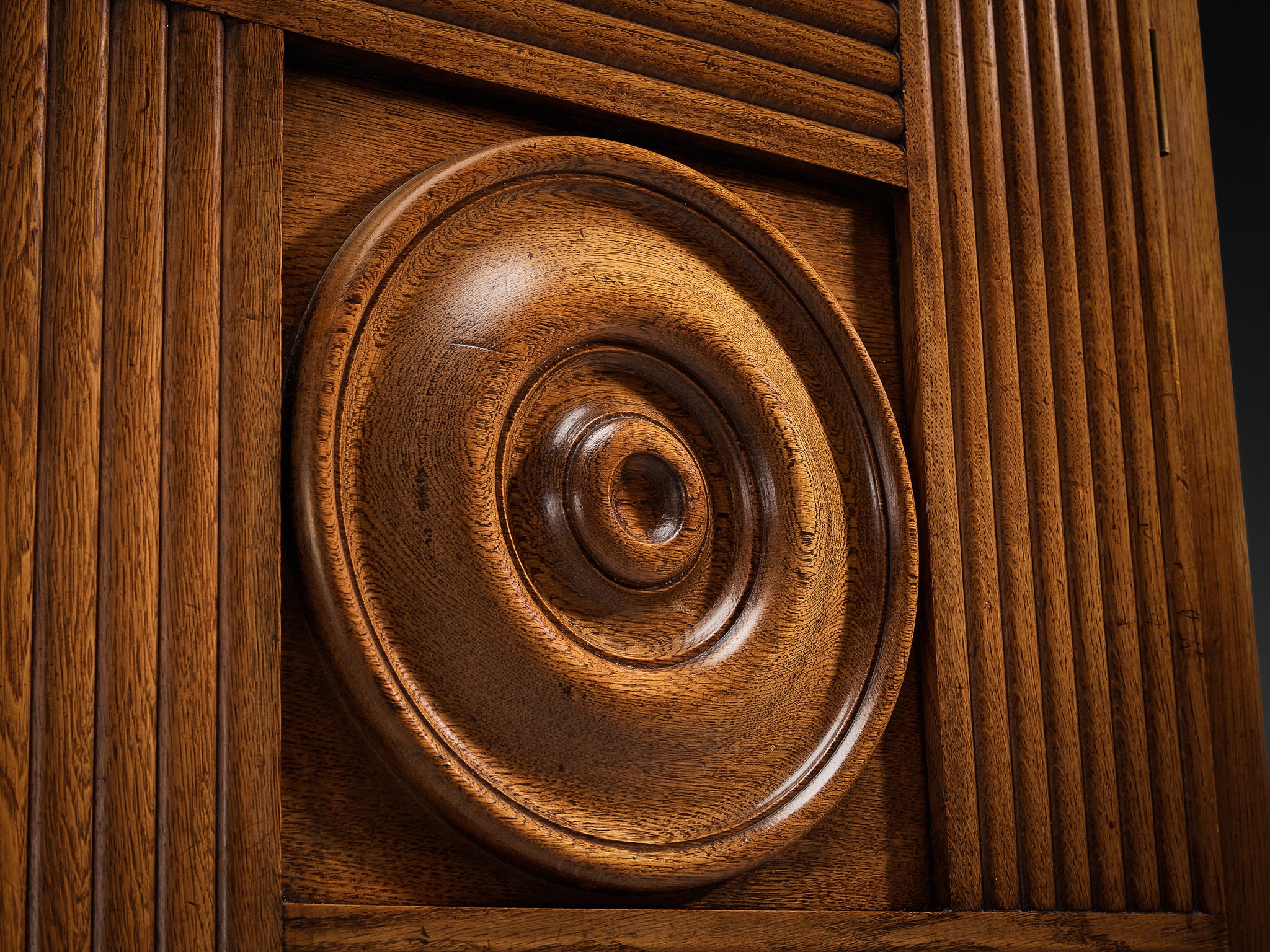 Graphic French Art Deco Sideboard in Patinated Oak Case pieces and storage cabinets Morentz