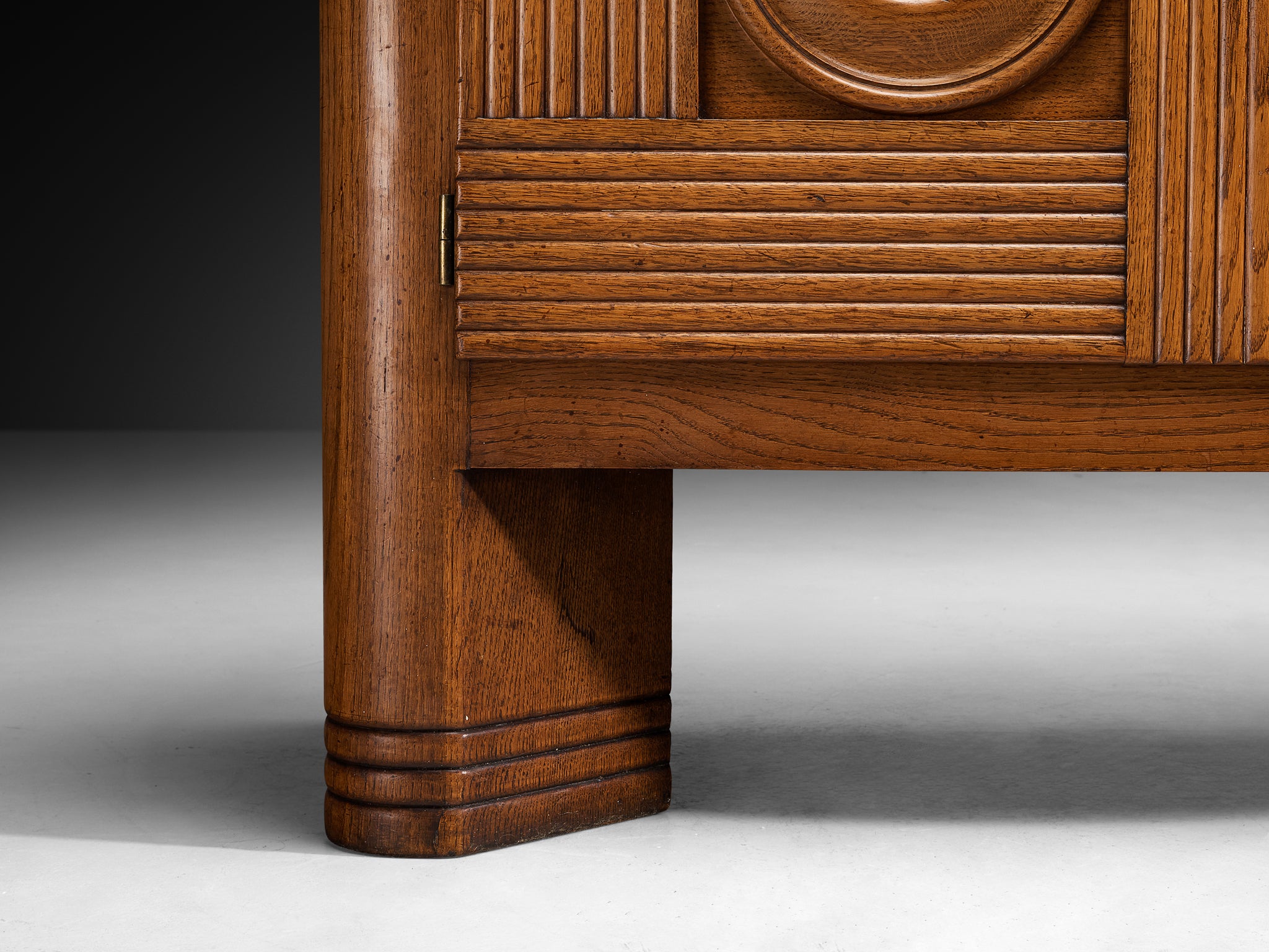 Graphic French Art Deco Sideboard in Patinated Oak Case pieces and storage cabinets Morentz