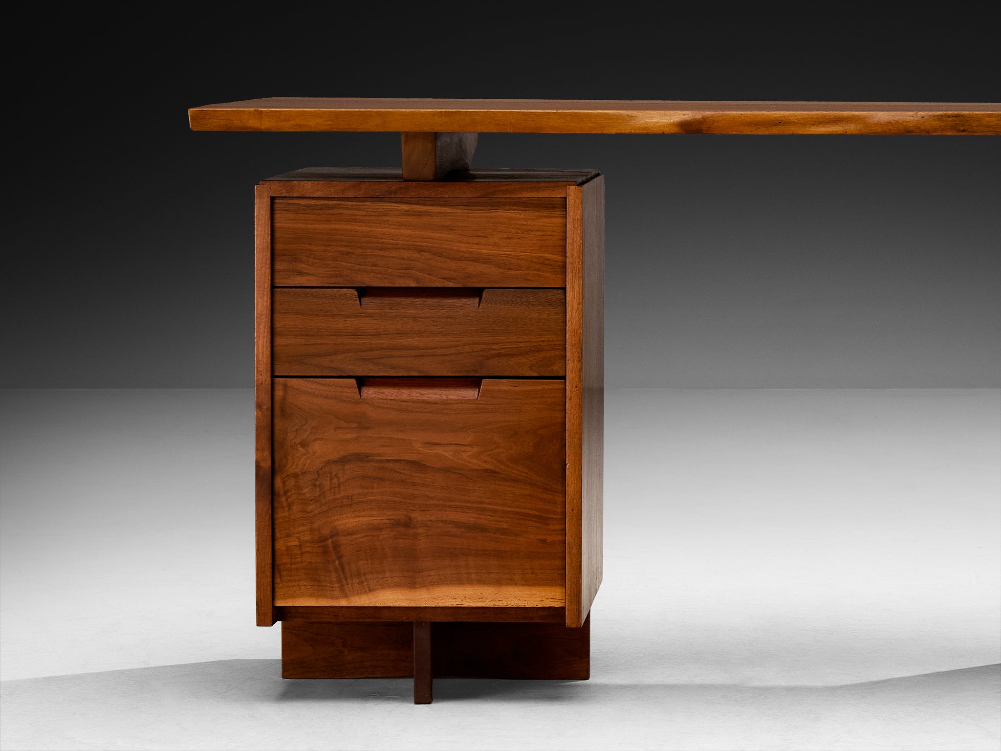 George Nakashima Double Pedestal Desk with Live-Edge Top Tables Morentz