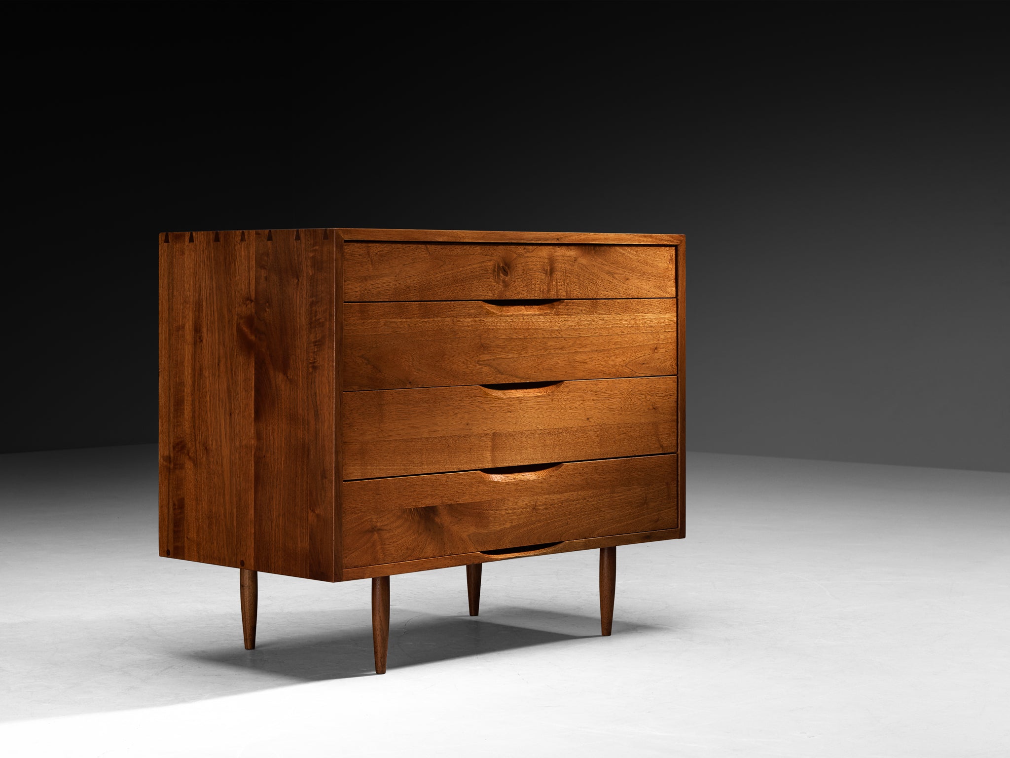 Phillip Lloyd Powell Custom-Made Chest of Drawers in Solid Walnut Case pieces and storage cabinets Morentz