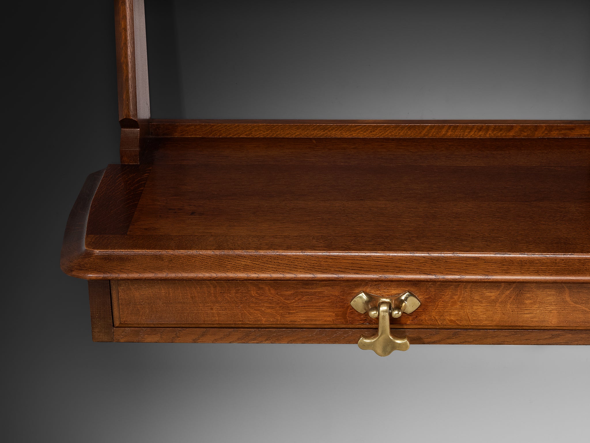 Guillerme & Chambron Wall-Mounted Shelf with Drawers in Solid Oak Case pieces and storage cabinets Morentz