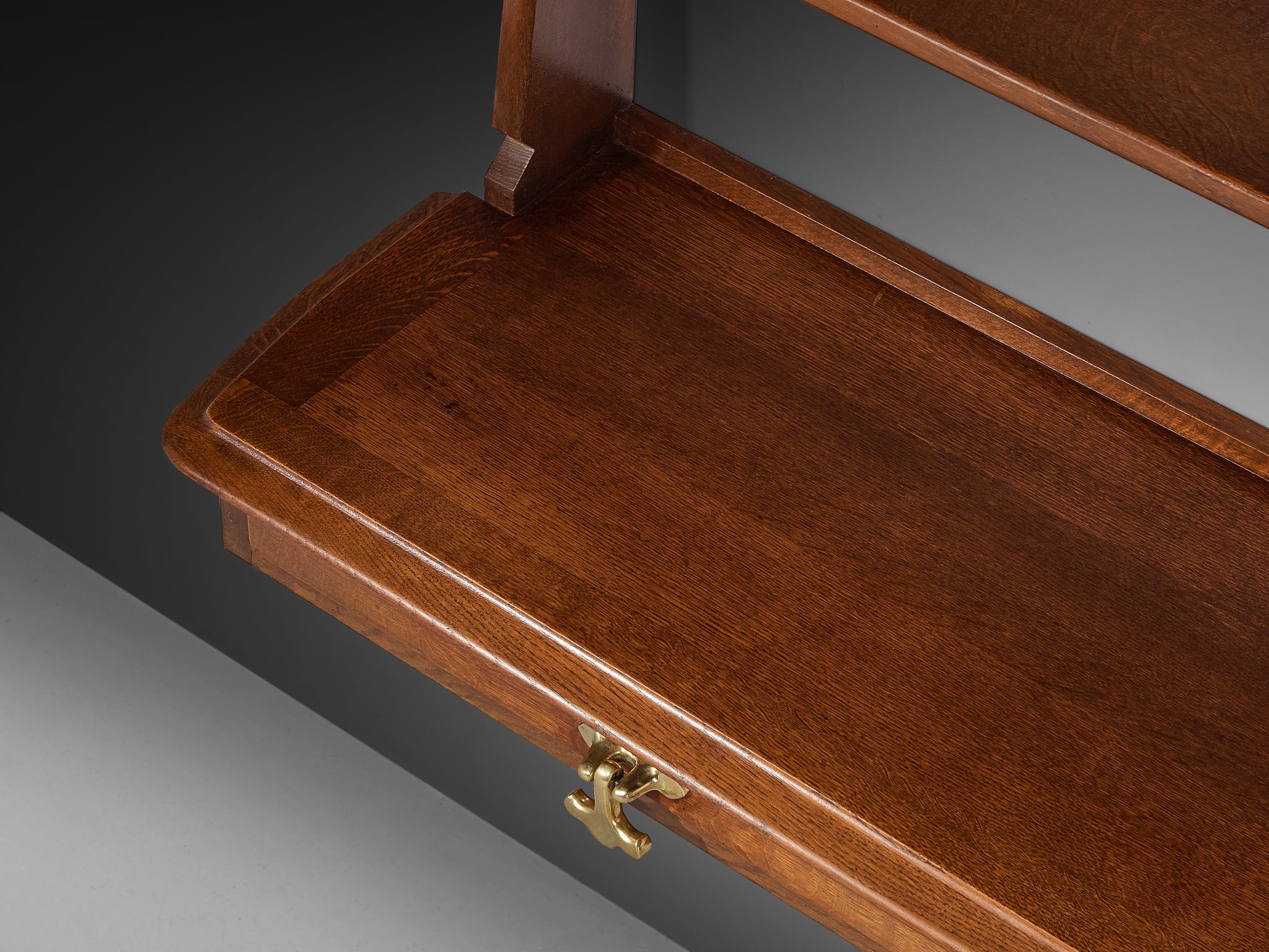 Guillerme & Chambron Wall-Mounted Shelf with Drawers in Solid Oak Case pieces and storage cabinets Morentz