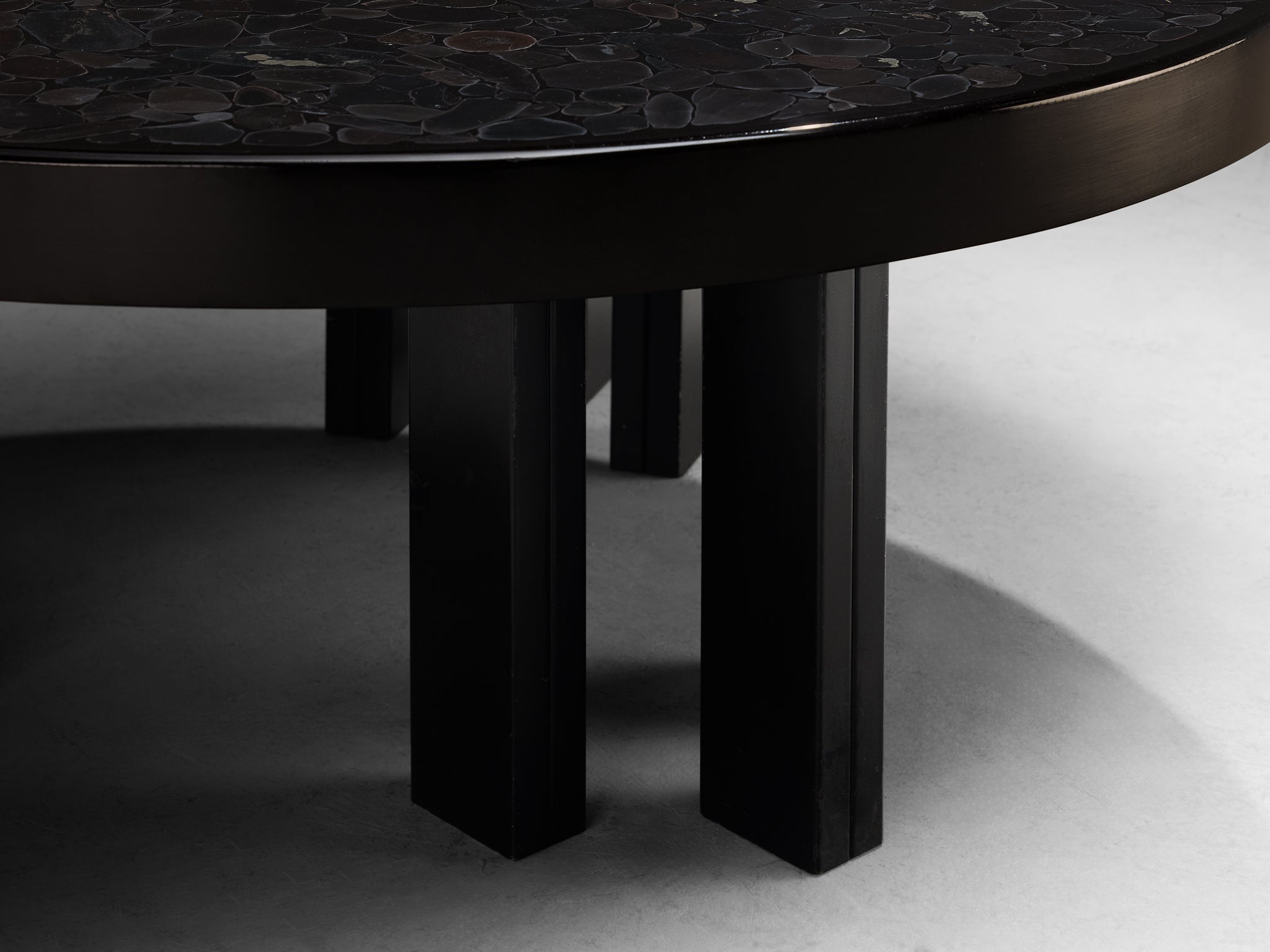 Rare Jean Claude Dresse Mosaic Coffee Table in Hematite Tables Morentz