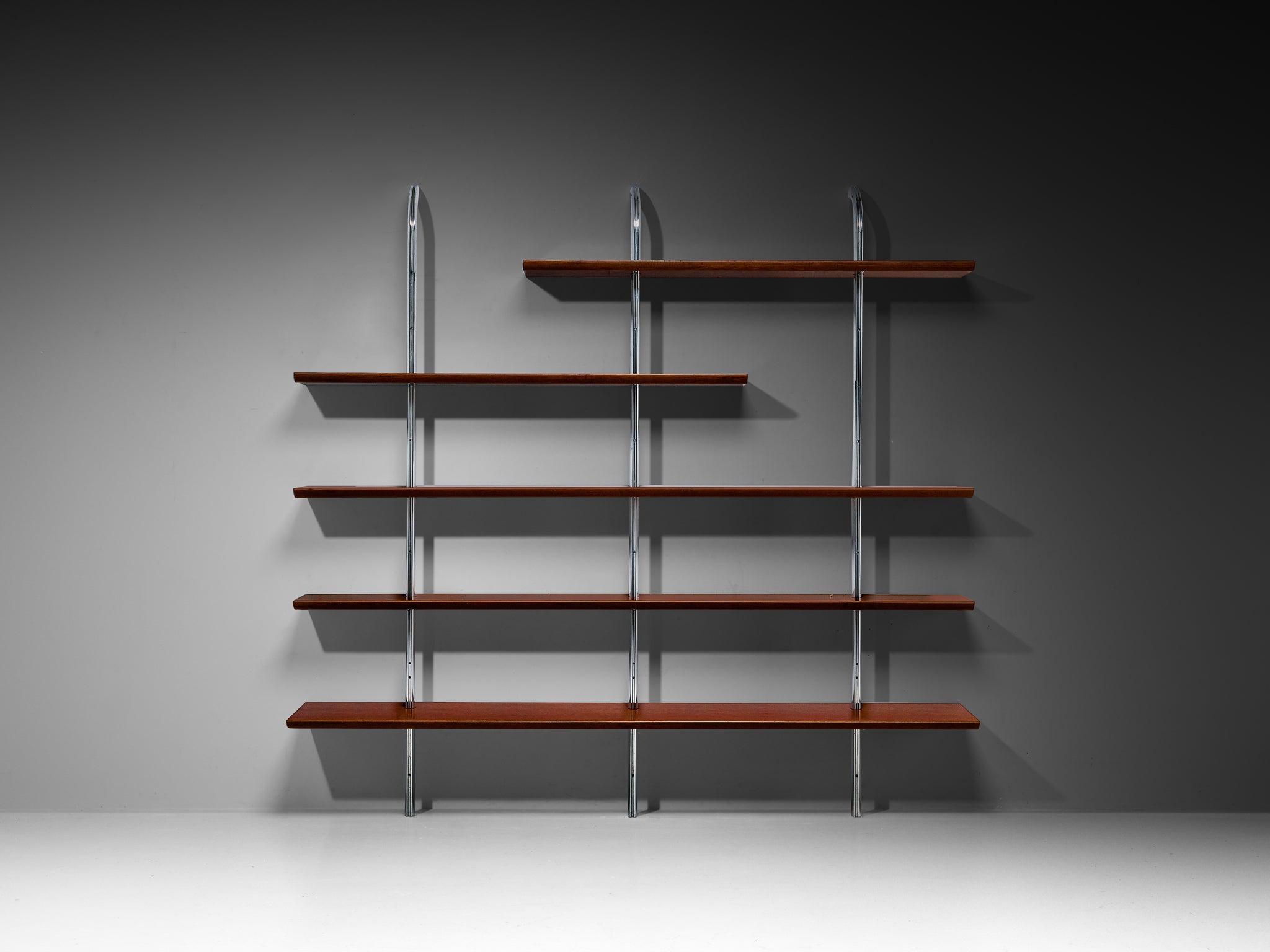 Luxurious Italian Library Wall Unit in Maple and Aluminum Case pieces and storage cabinets Morentz