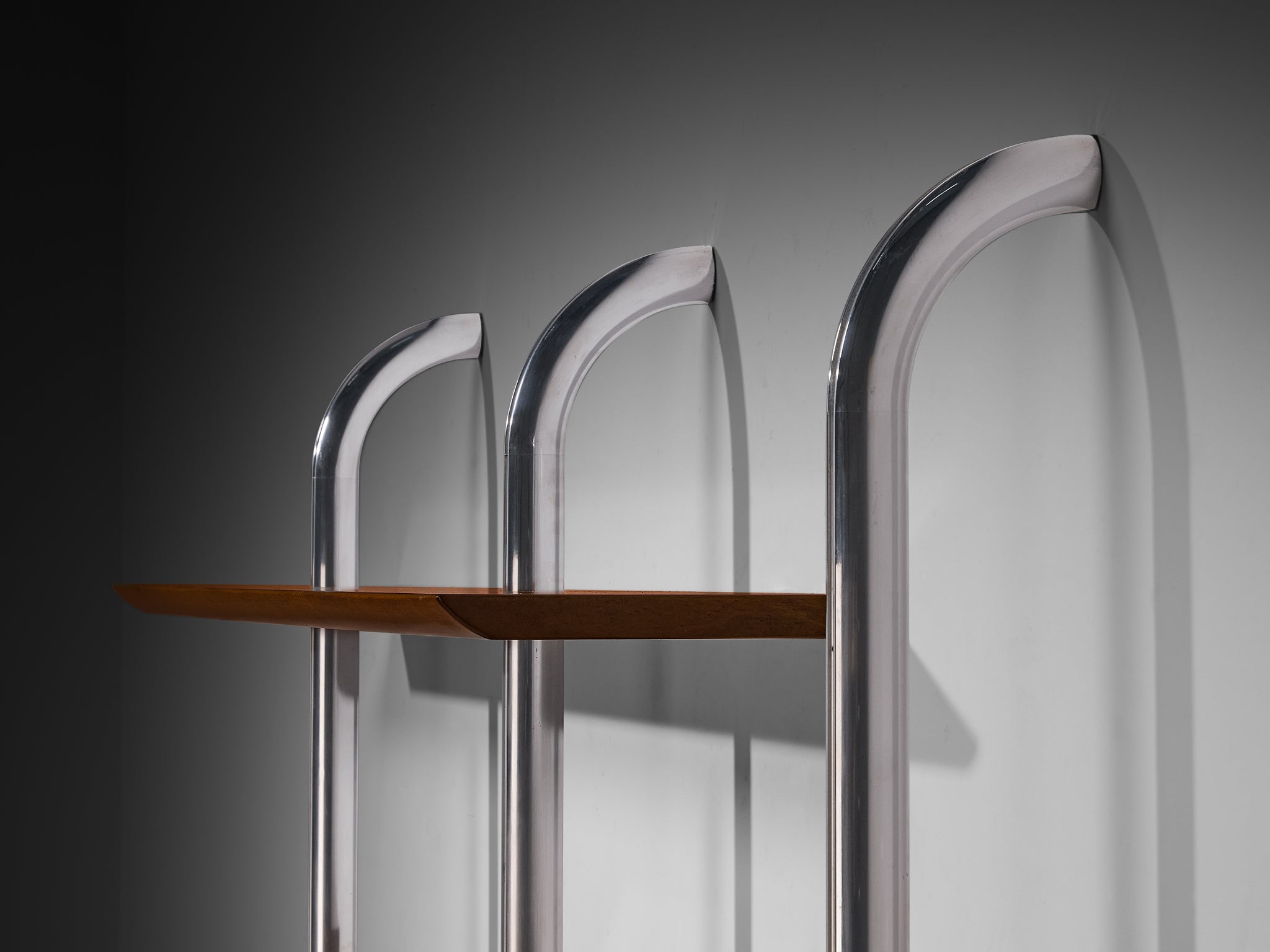 Luxurious Italian Library Wall Unit in Maple and Aluminum Case pieces and storage cabinets Morentz