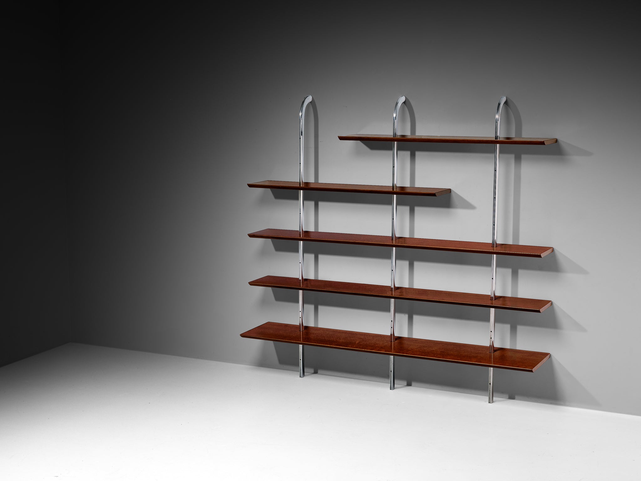 Luxurious Italian Library Wall Unit in Maple and Aluminum Case pieces and storage cabinets Morentz