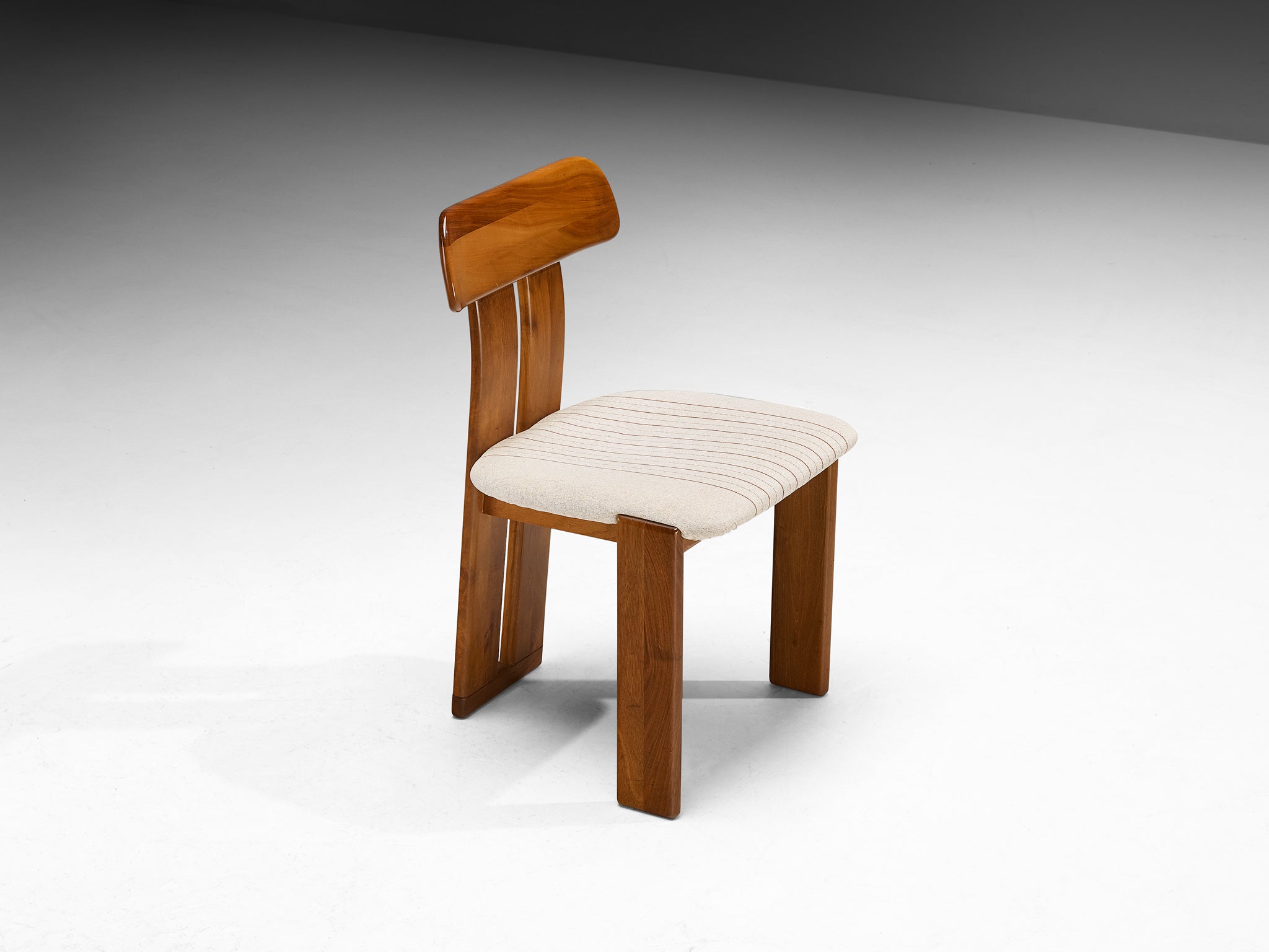 Mario Marenco for Mobil Girgi Set of Six 'Sapporo' Dining Chairs in Walnut and White Upholstery Seating Morentz