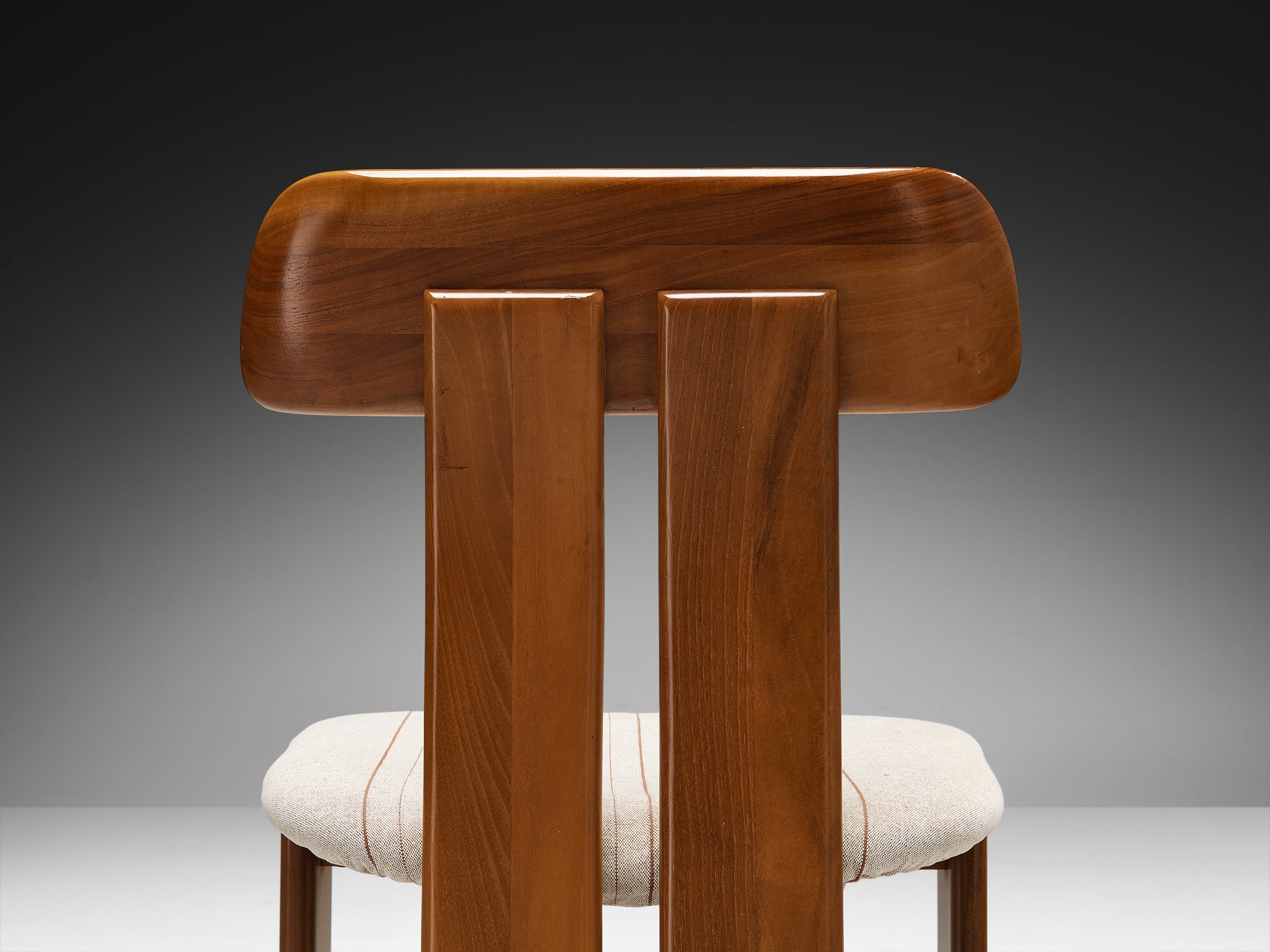 Mario Marenco for Mobil Girgi Set of Six 'Sapporo' Dining Chairs in Walnut and White Upholstery Seating Morentz