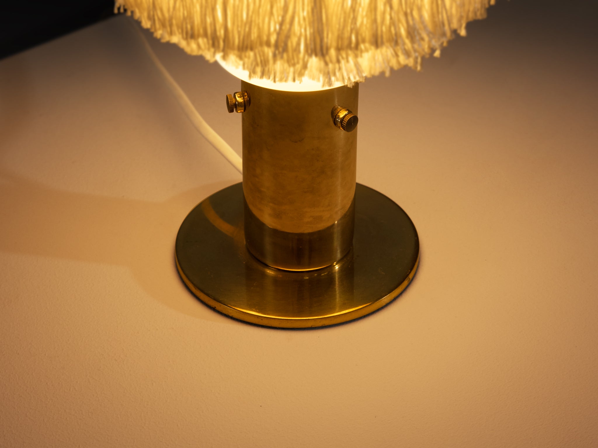 Hans-Agne Jakobsson Pair of 'Fringe' Table Lamps in Silk and Brass Lighting Morentz