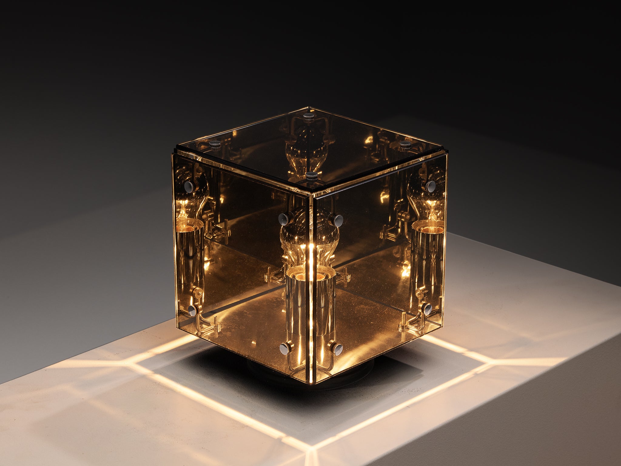 Studio A.R.D.I.T.I. for Nucleo Sormani Pair of 'Prismar' Table Lamps in Mirrored Glass Lighting Morentz