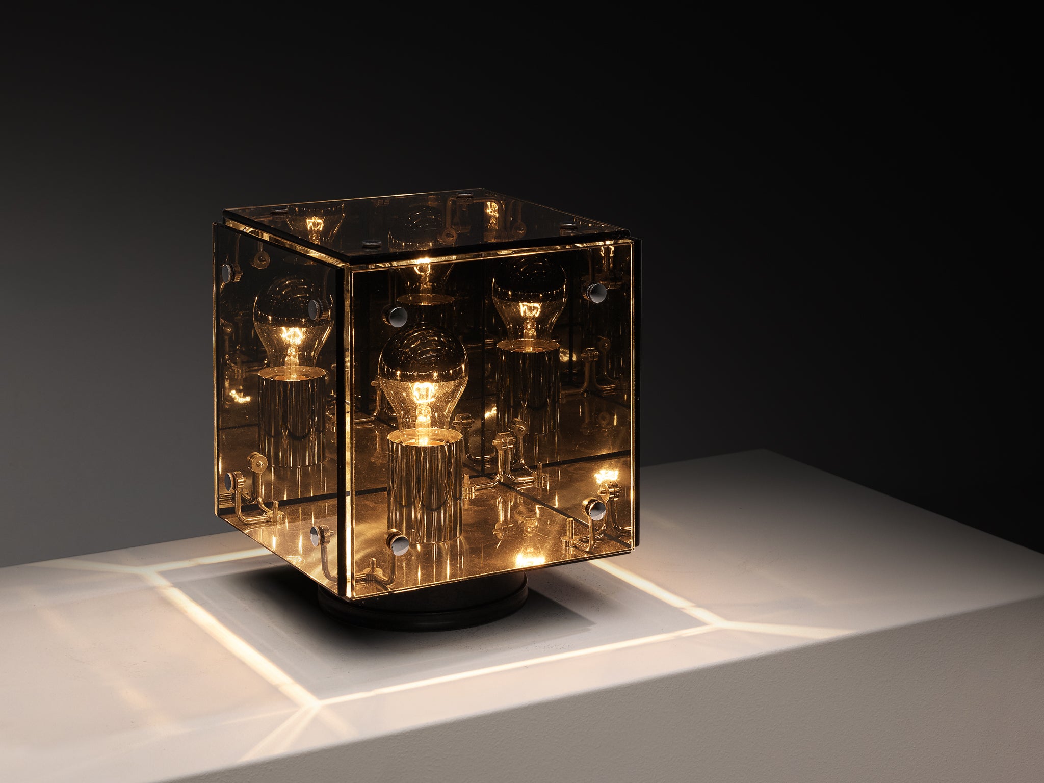 Studio A.R.D.I.T.I. for Nucleo Sormani Pair of 'Prismar' Table Lamps in Mirrored Glass Lighting Morentz