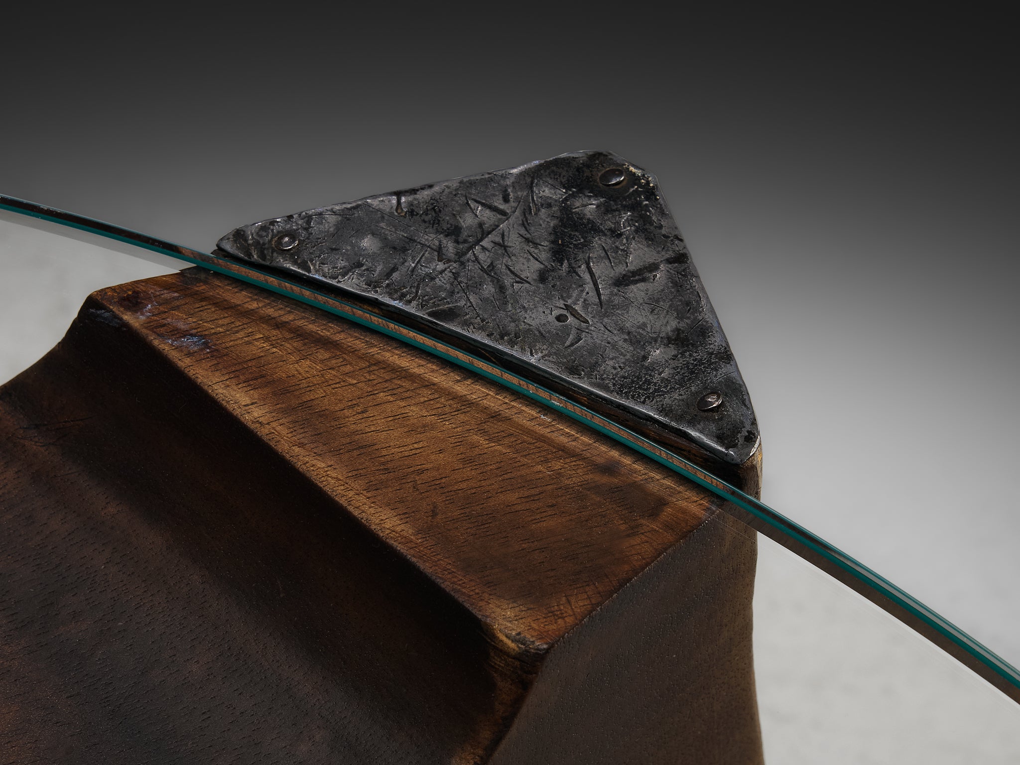 Nerone & Patuzzi for Gruppo NP2 'C10T' Coffee Table in Wood and Crystal Glass Tables Morentz