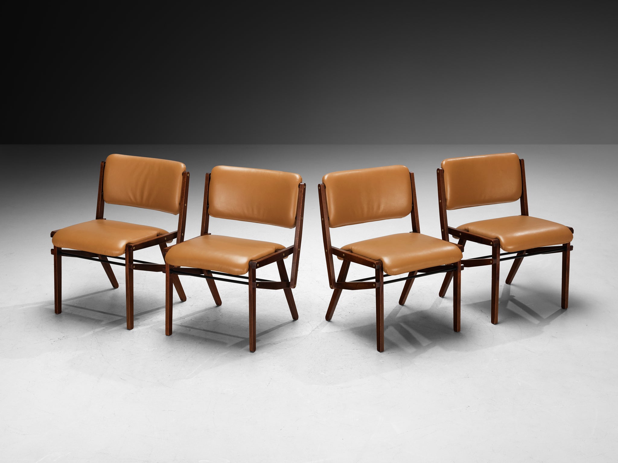 Rare Titina Ammannati & Giampiero Vitelli Set of Four Dining Chairs in Mahogany Seating Morentz