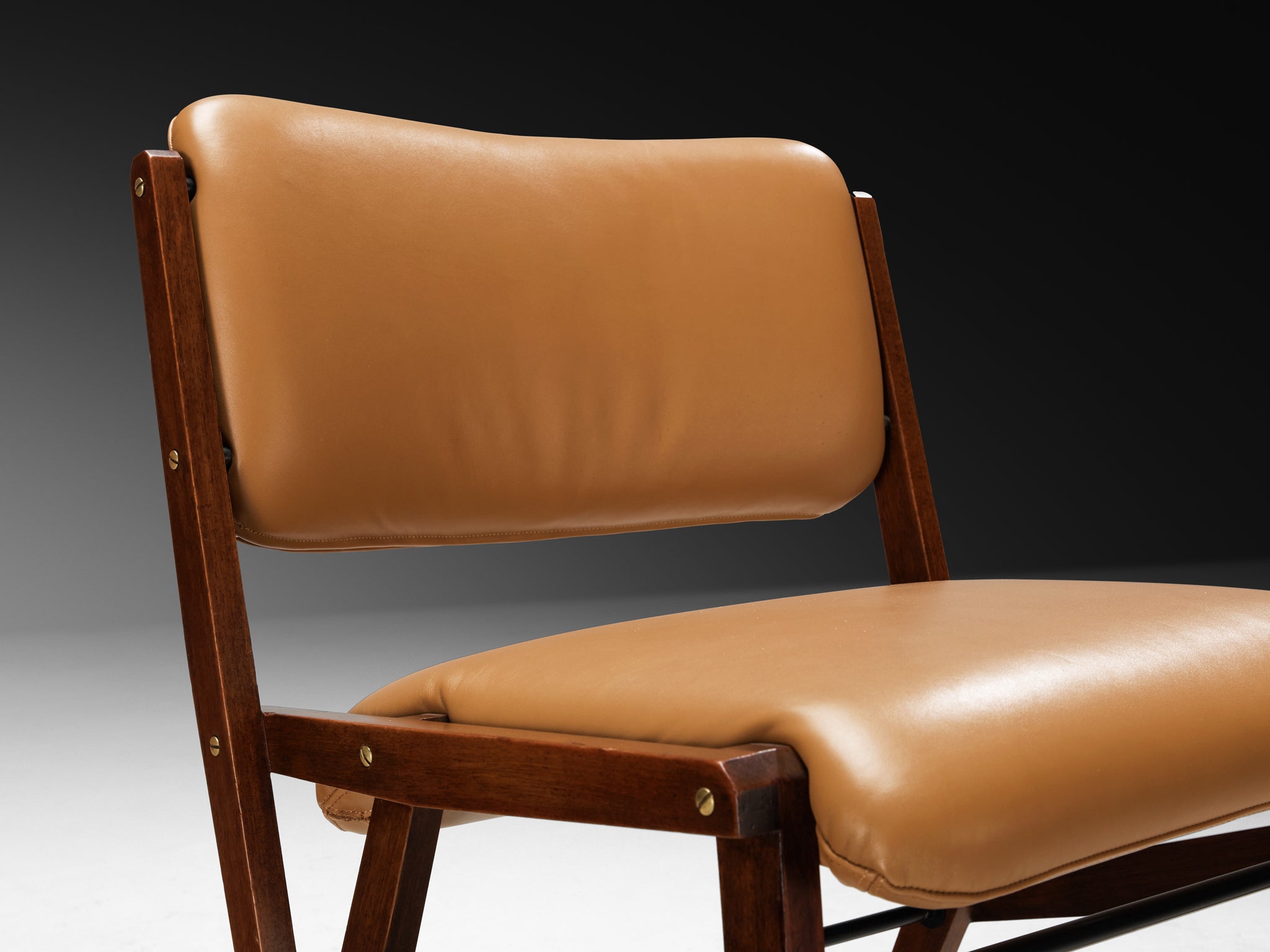 Rare Titina Ammannati & Giampiero Vitelli Set of Four Dining Chairs in Mahogany Seating Morentz