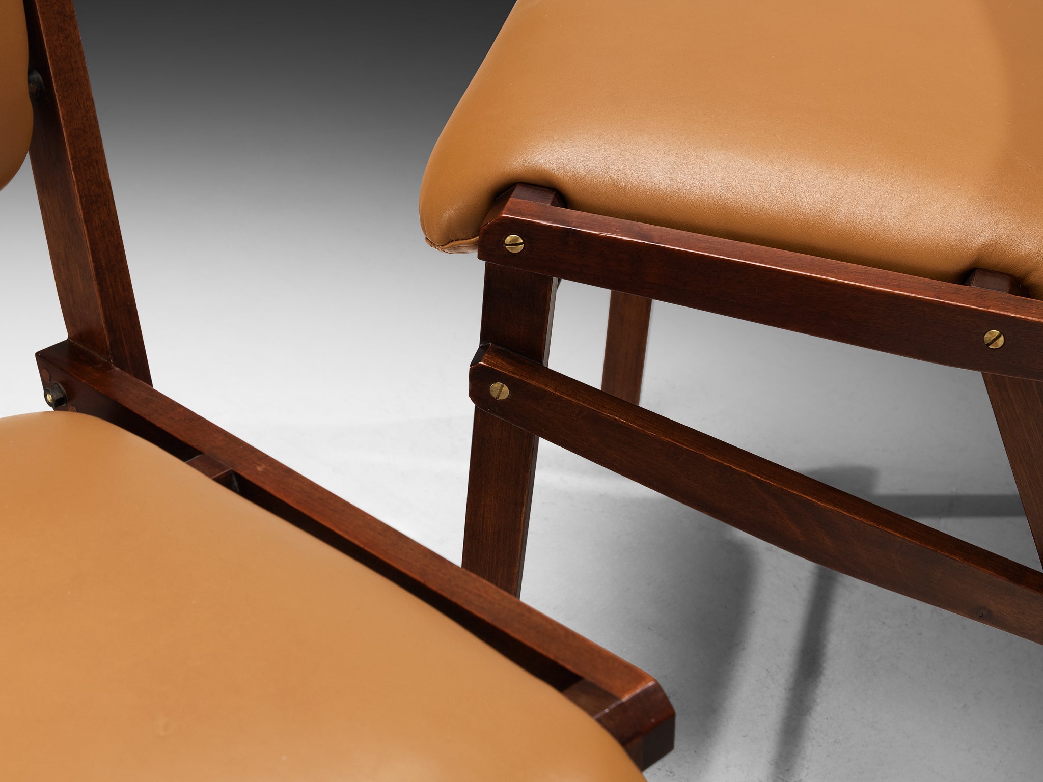 Rare Titina Ammannati & Giampiero Vitelli Set of Four Dining Chairs in Mahogany Seating Morentz