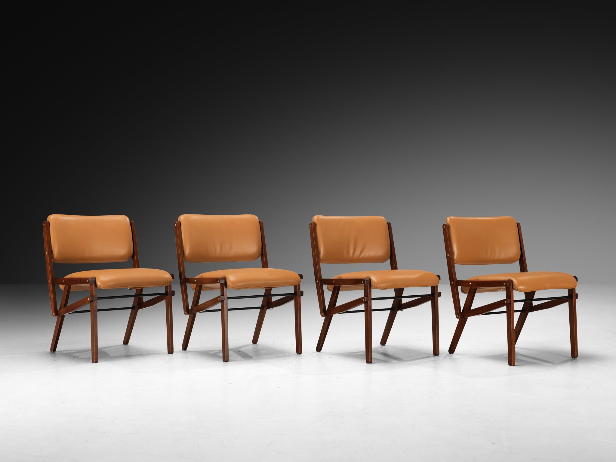 Rare Titina Ammannati & Giampiero Vitelli Set of Four Dining Chairs in Mahogany Seating Morentz
