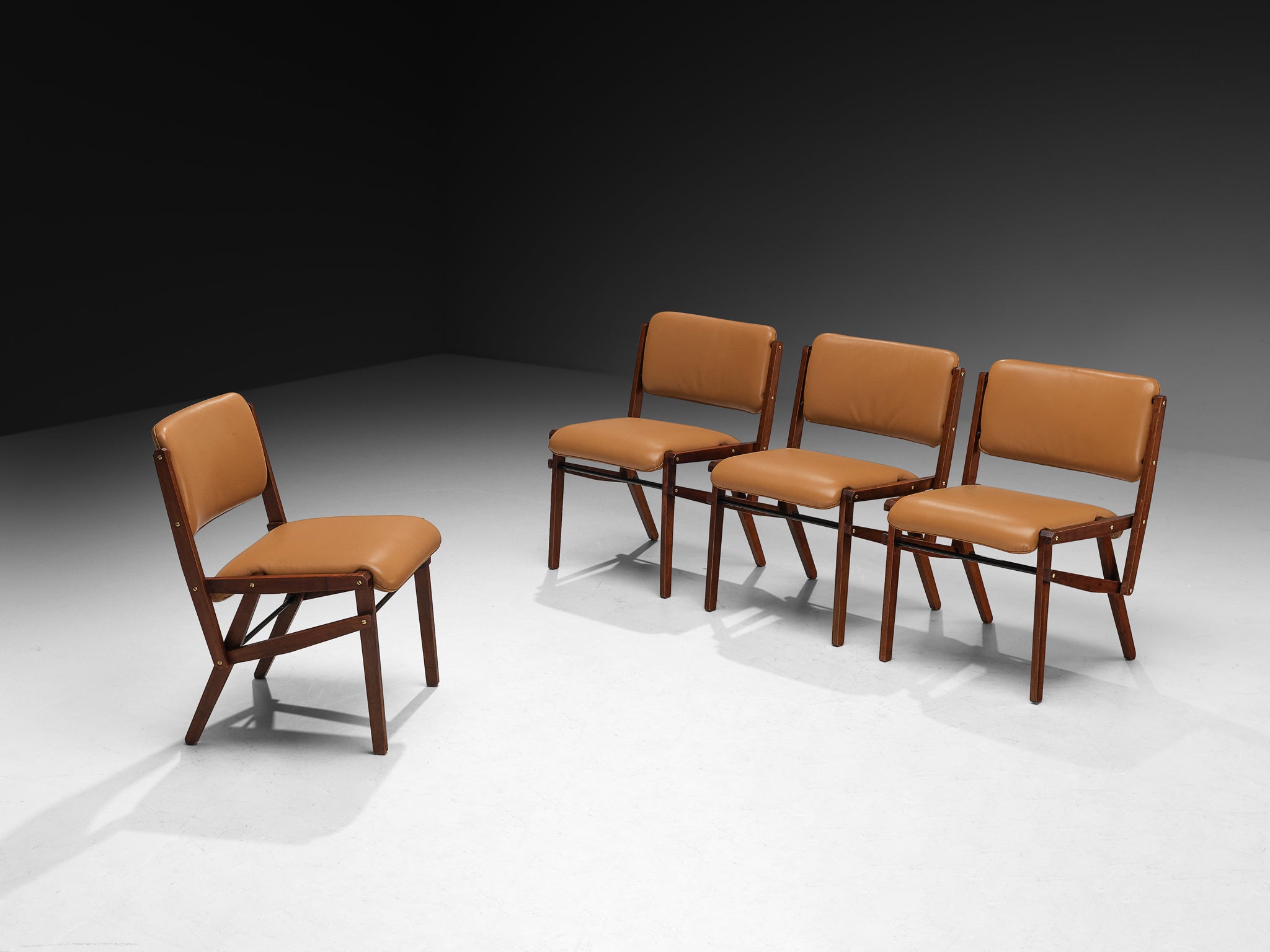 Rare Titina Ammannati & Giampiero Vitelli Set of Four Dining Chairs in Mahogany Seating Morentz
