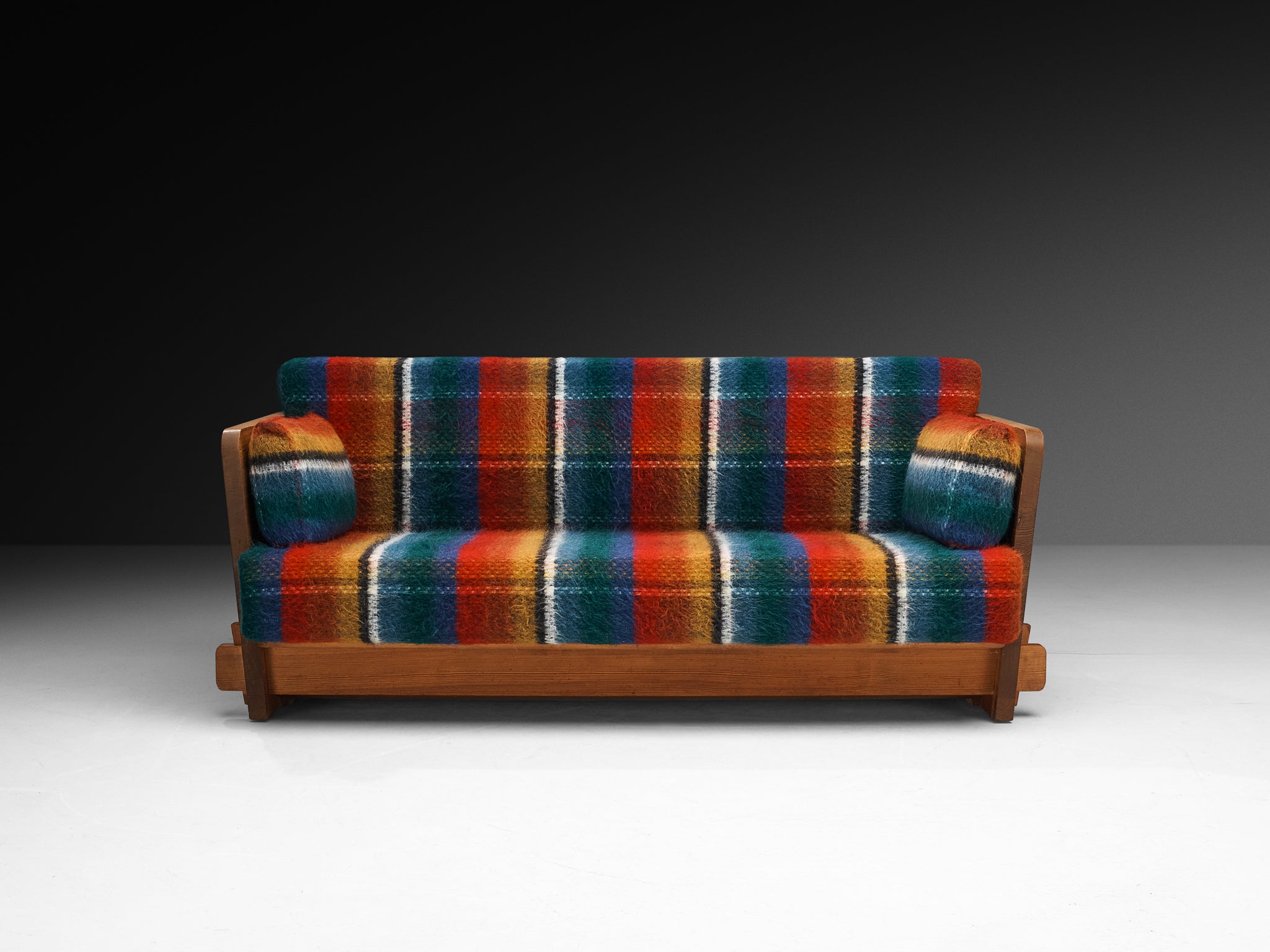 Axel Einar Hjorth for Nordiska Kompaniet 'Lovö' Sofa in Solid Pine and Wool Seating Morentz