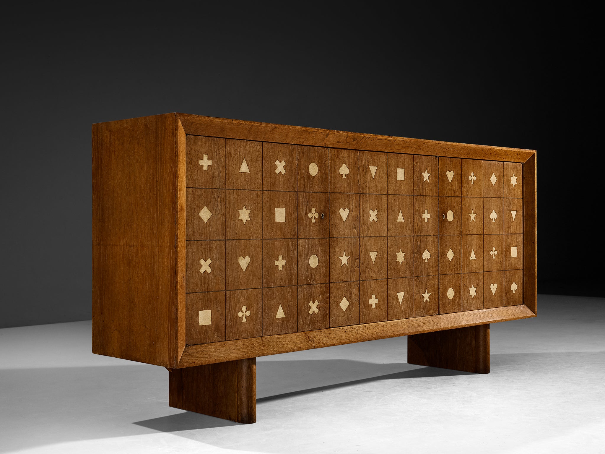Mid-Century Parisian Sideboard in Oak with Carved Motifs Case pieces and storage cabinets Morentz