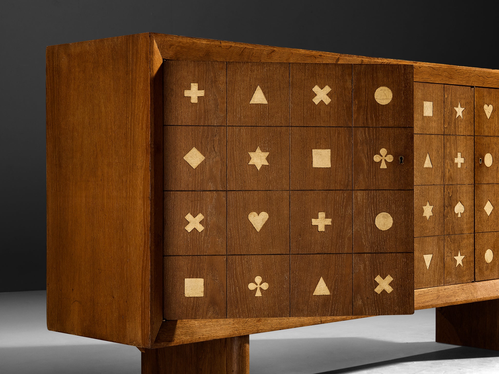 Mid-Century Parisian Sideboard in Oak with Carved Motifs Case pieces and storage cabinets Morentz