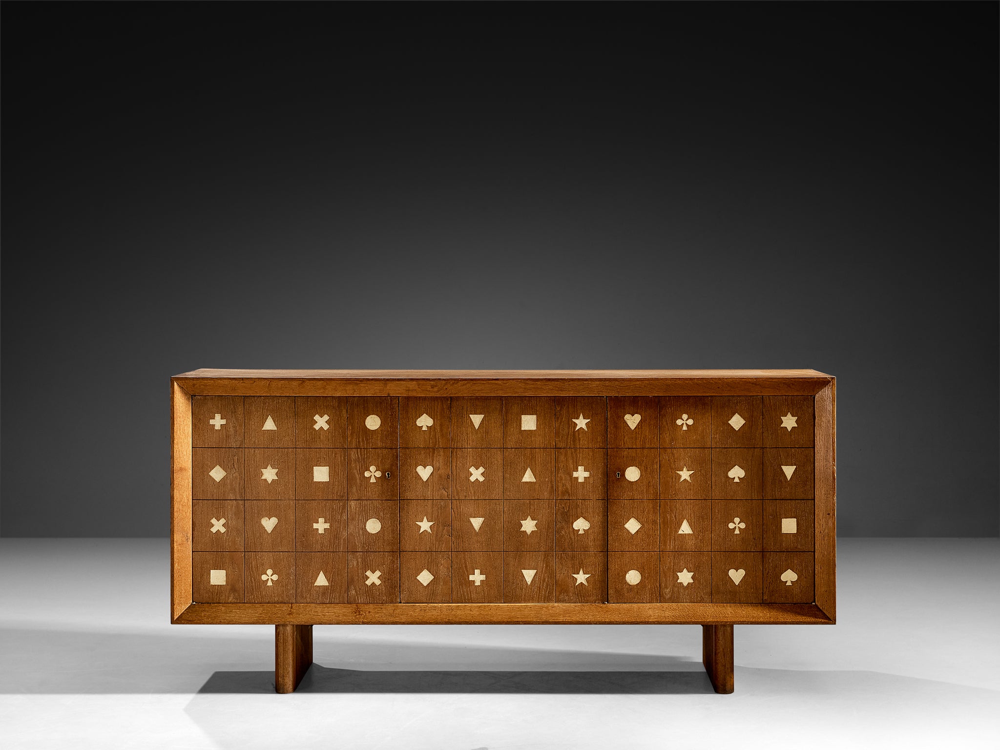 Mid-Century Parisian Sideboard in Oak with Carved Motifs Case pieces and storage cabinets Morentz