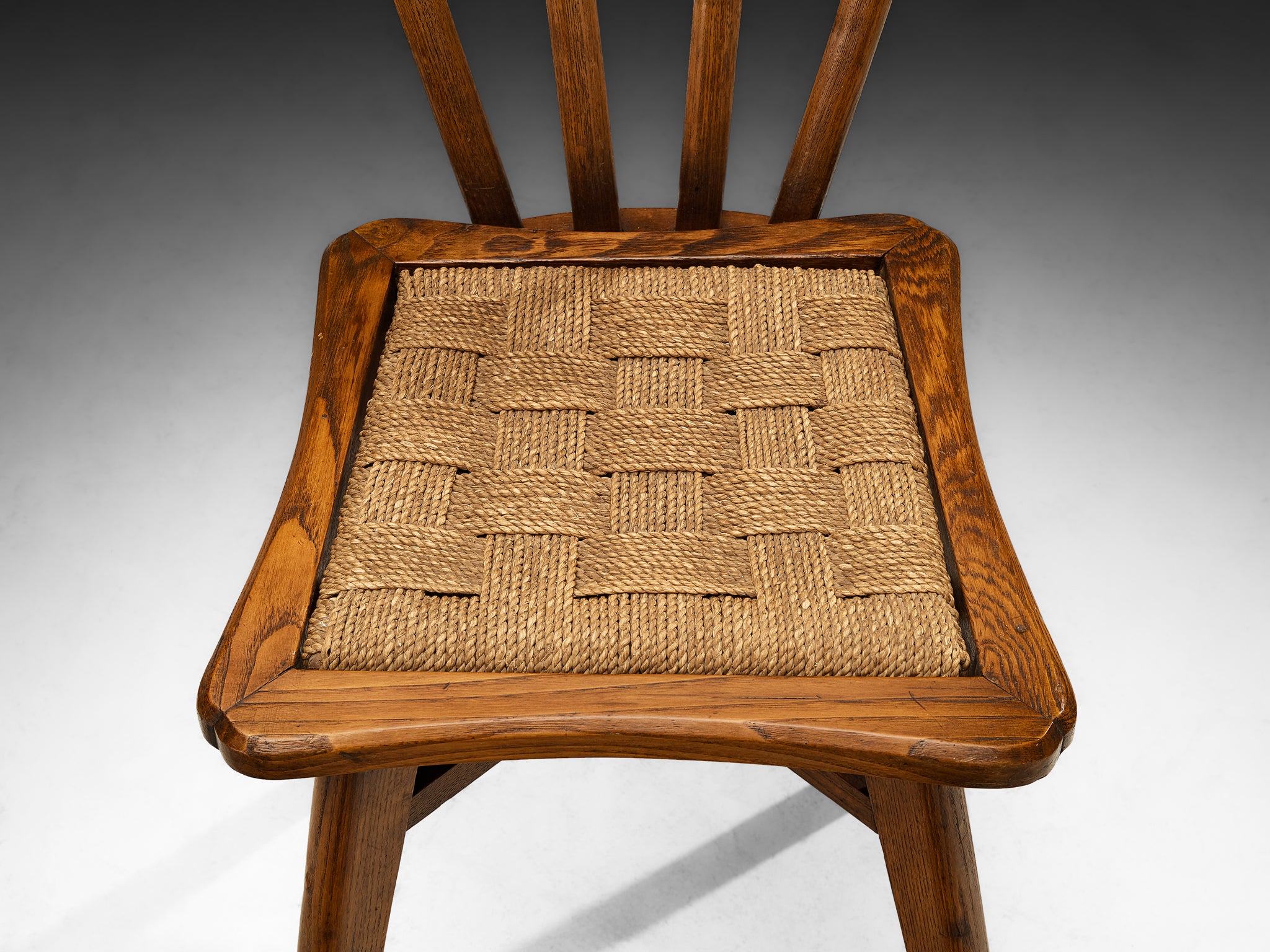 Ernesto Valabrega for Vittorio Valabrega Pair of Chairs in Chestnut and Rush Seating Morentz