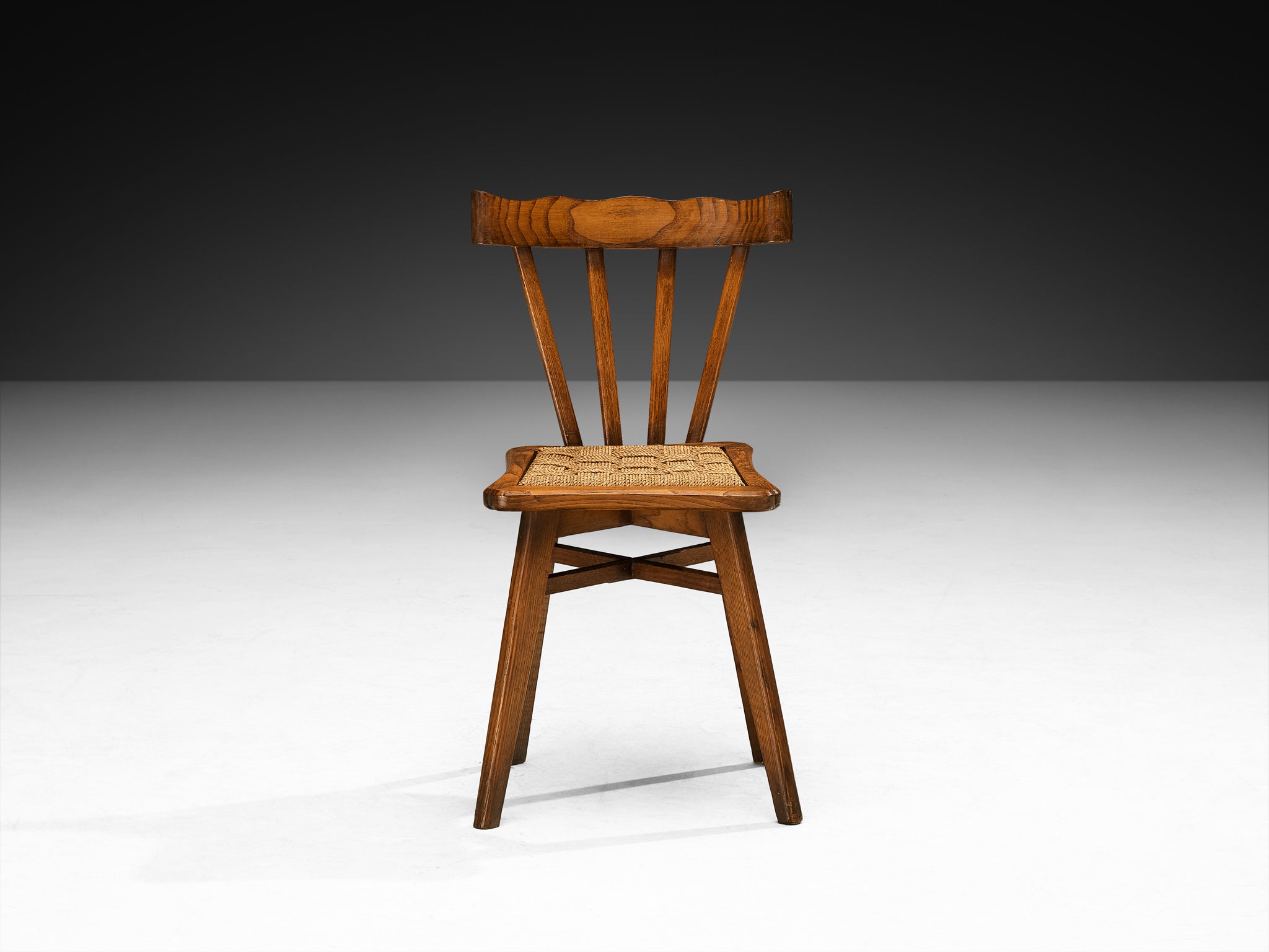 Ernesto Valabrega for Vittorio Valabrega Pair of Chairs in Chestnut and Rush Seating Morentz