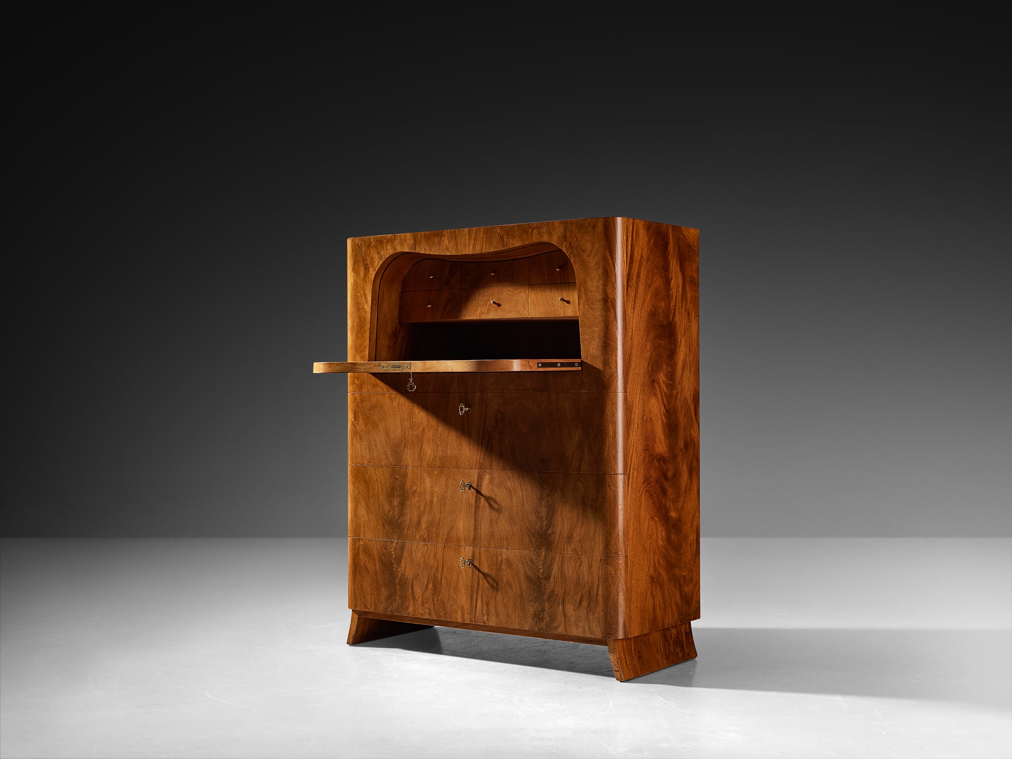 Rare Gunnel Nyman for Boman Secretaire in Pyramid Mahogany Case pieces and storage cabinets Morentz