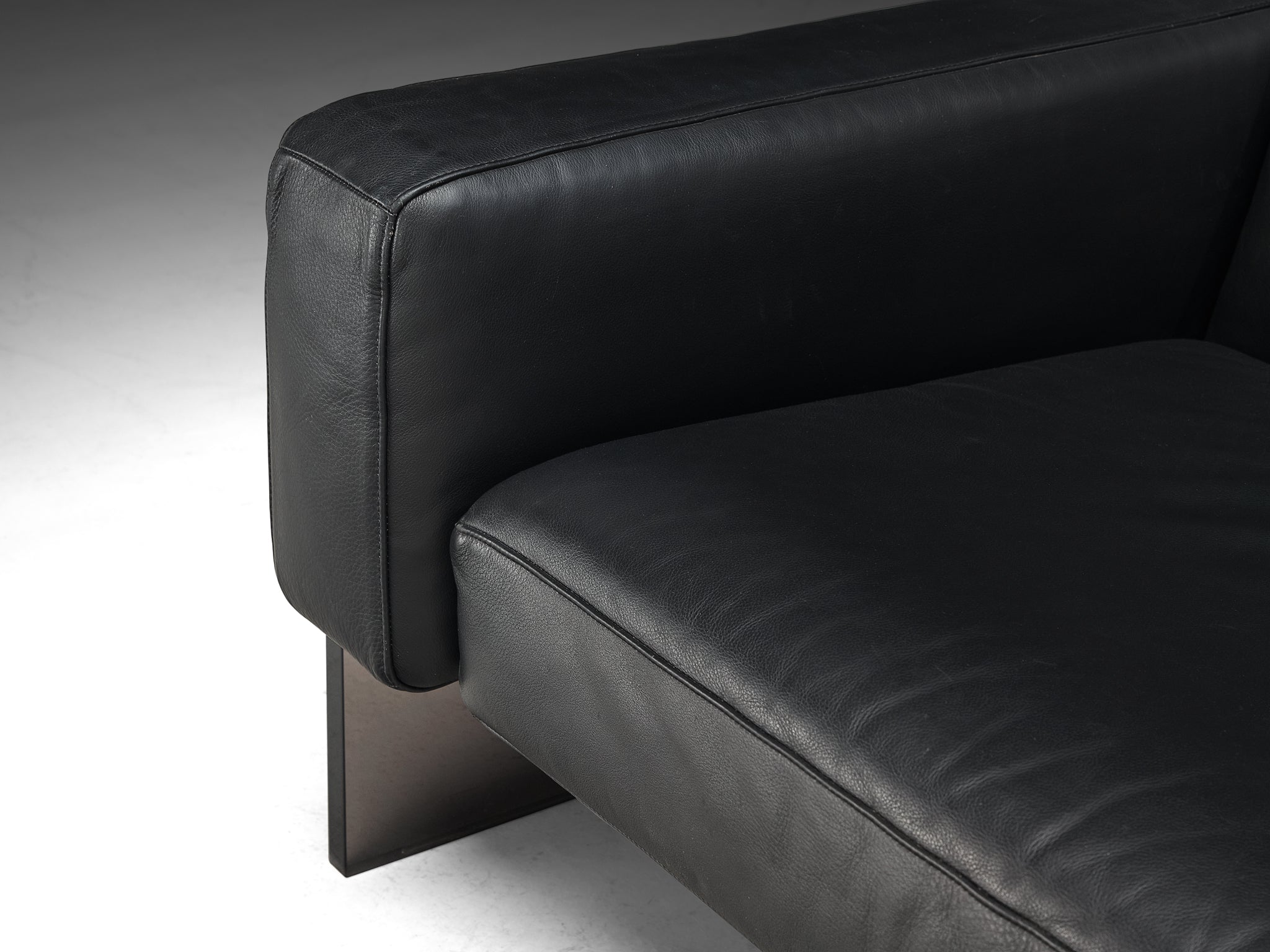 Rare Lodovico Acerbis 'Gem' Sofa in Black Leather and Acrylic Seating Morentz