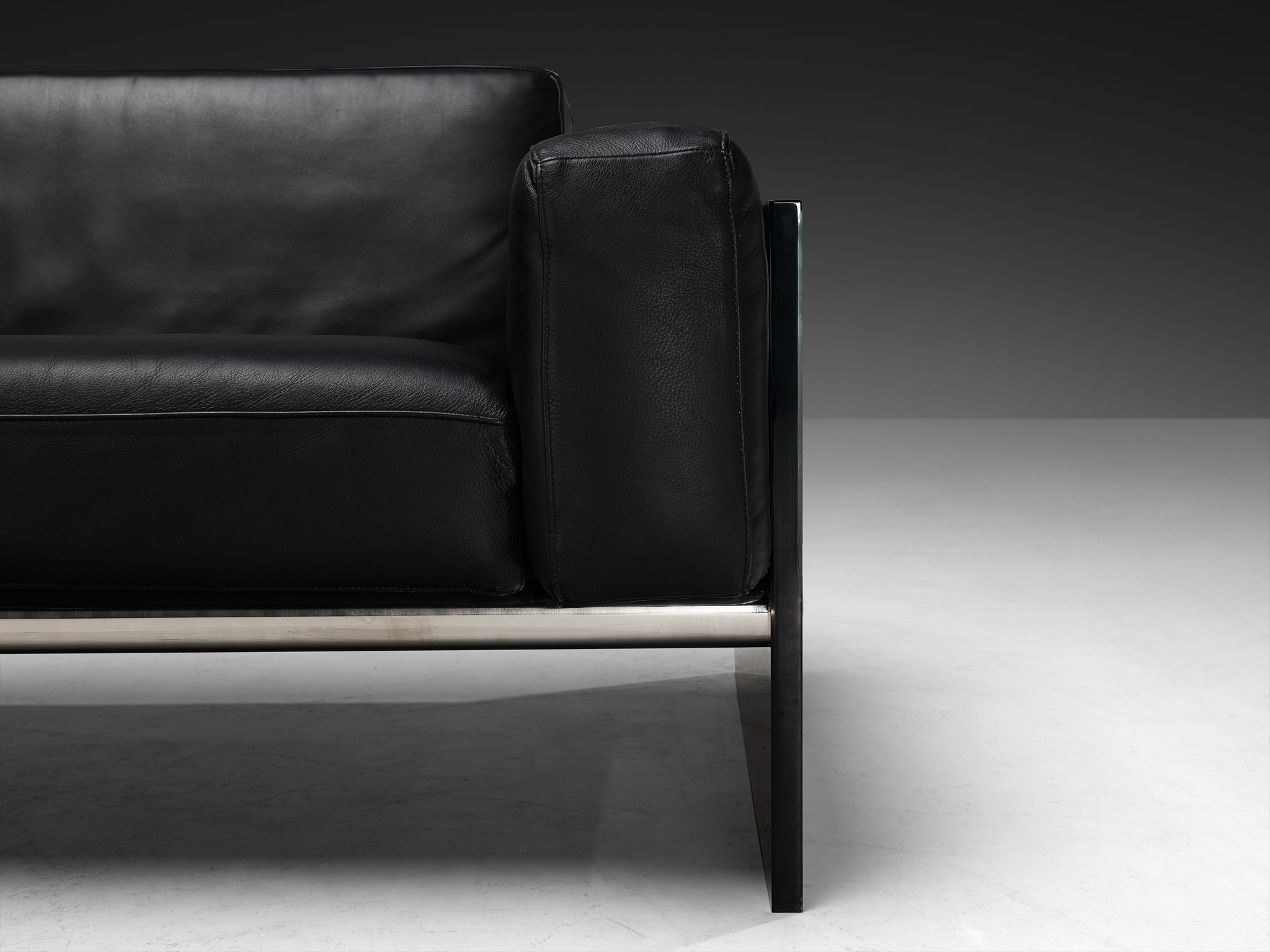 Rare Lodovico Acerbis 'Gem' Sofa in Black Leather and Acrylic Seating Morentz