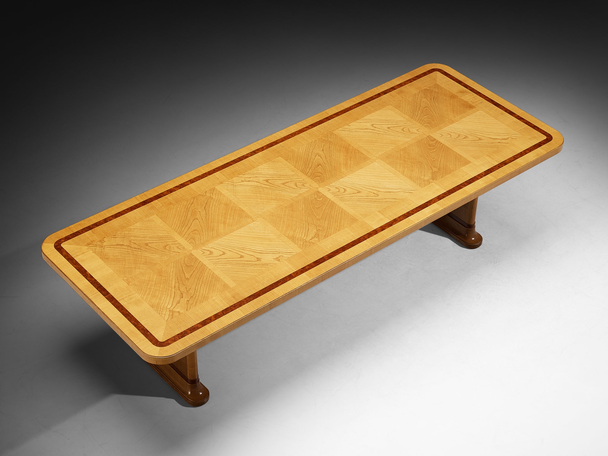 Monumental Swedish Art Deco Dining Table in Ash and Walnut Burl Wood Tables Morentz