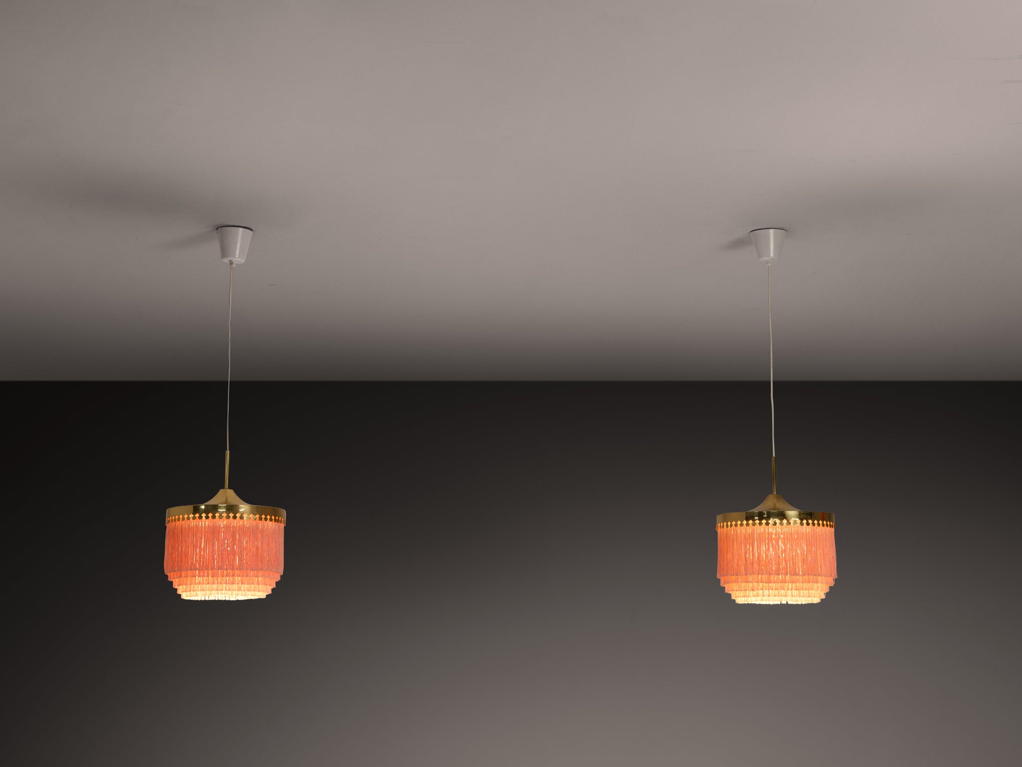 Hans-Agne Jakobsson 'Fringe' Pendants in Silk and Brass Lighting Morentz