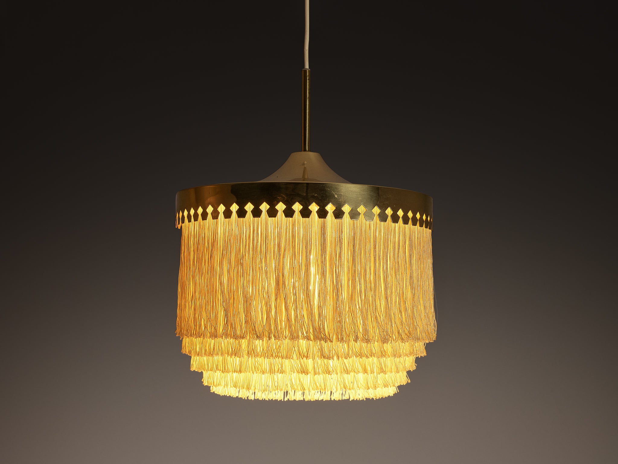 Hans-Agne Jakobsson 'Fringe' Pendant in Silk and Brass Lighting Morentz
