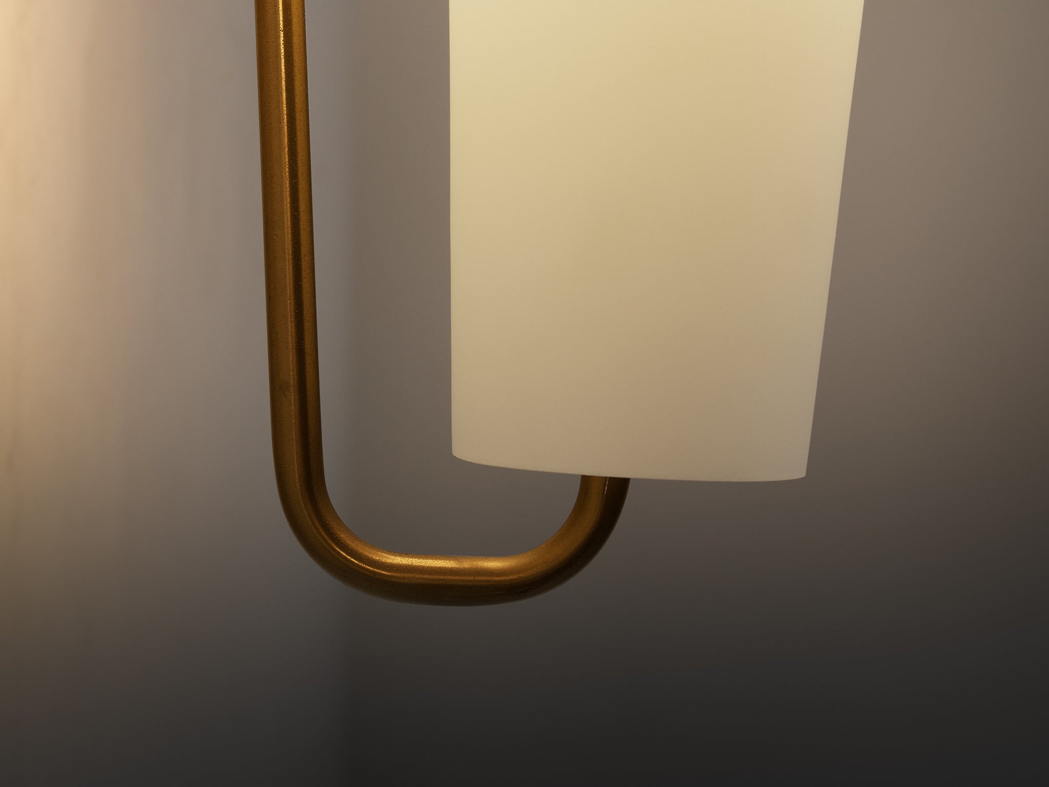 Hans-Agne Jakobsson Pair of Wall Lights in Brass and White Glass Lighting Morentz