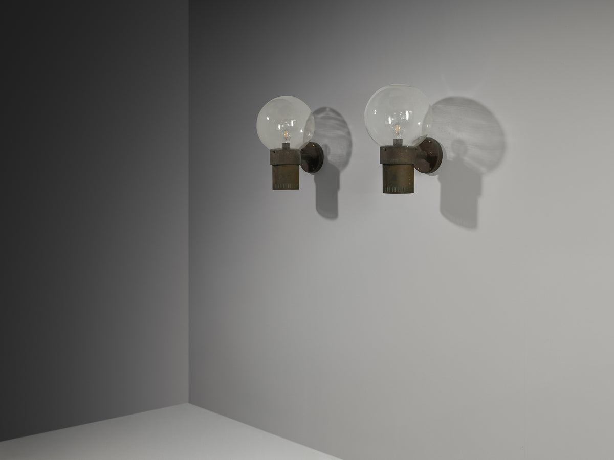 Anders Pehrson for Ateljé Lyktan 'King' Wall Lights in Copper and Blown Glass Lighting Morentz