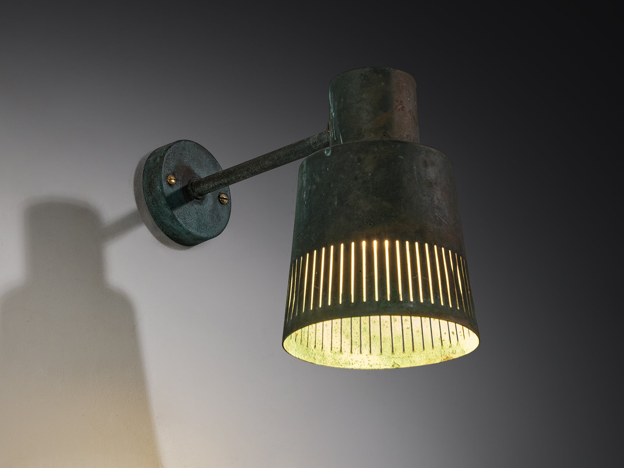 Hans Bergström for Ateljé Lyktan Wall Light in Patinated Copper Lighting Morentz