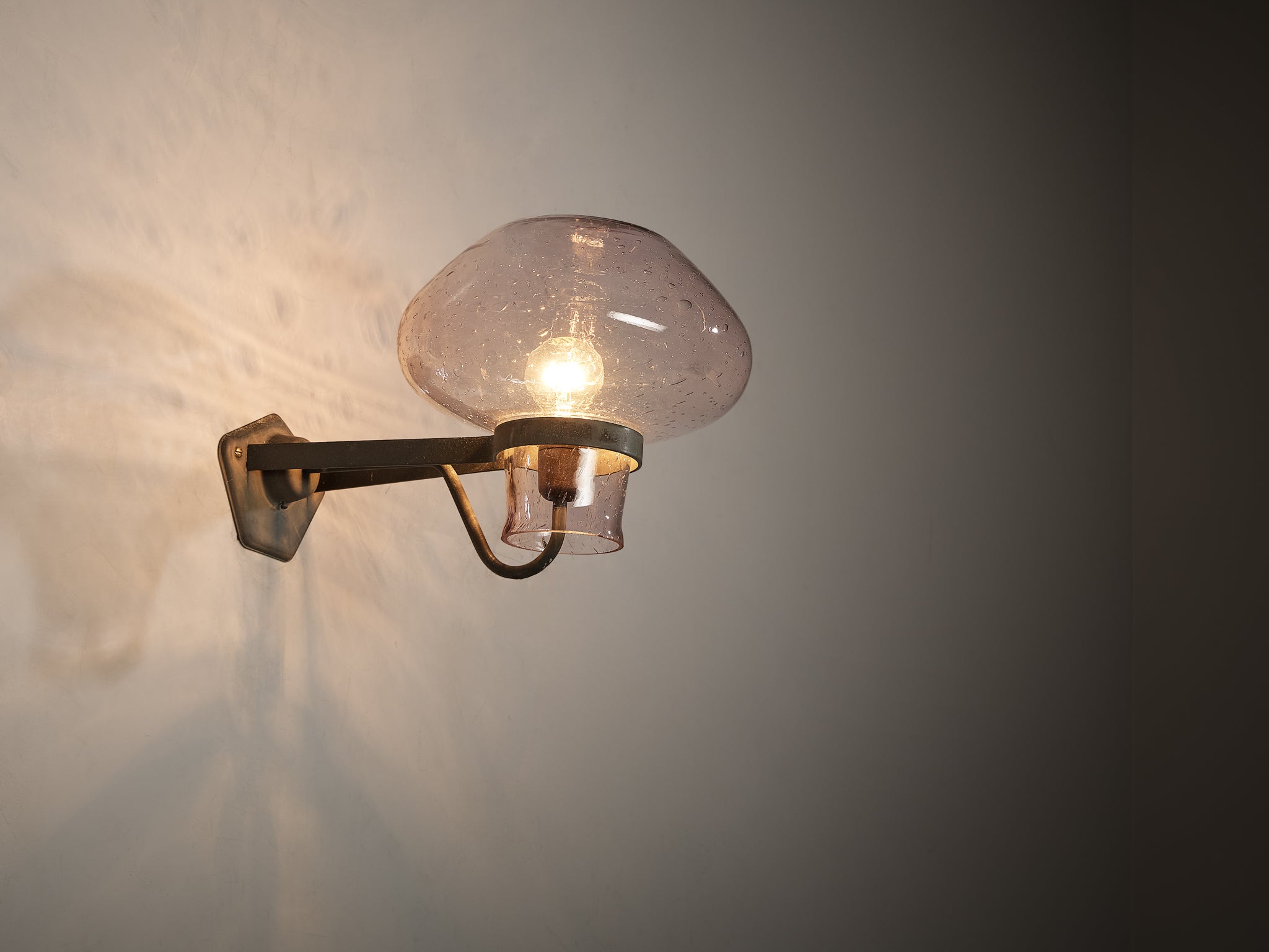 Gunnar Asplund for ASEA Wall Light in Blown Glass and Metal Lighting Morentz