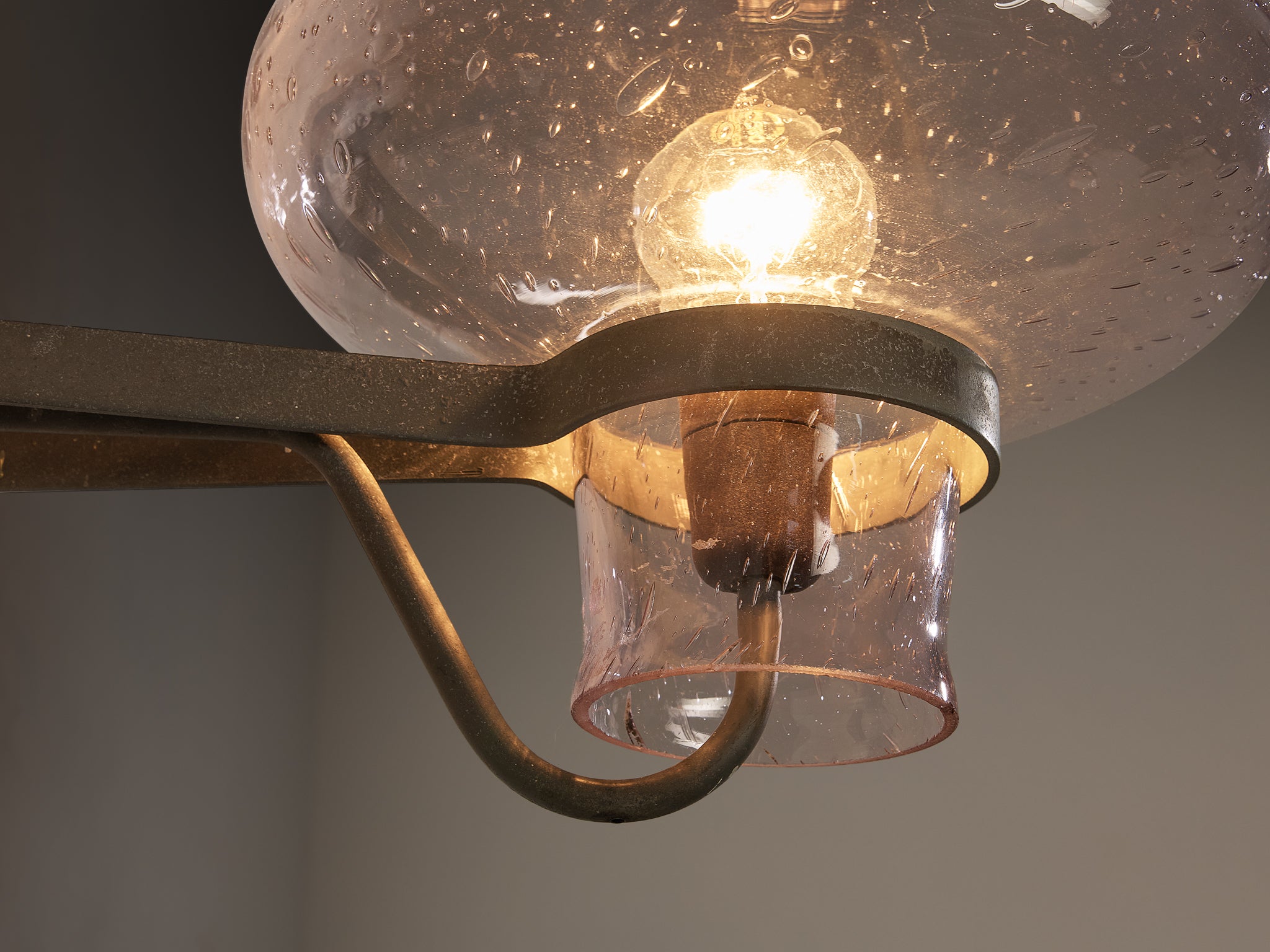 Gunnar Asplund for ASEA Wall Light in Blown Glass and Metal Lighting Morentz
