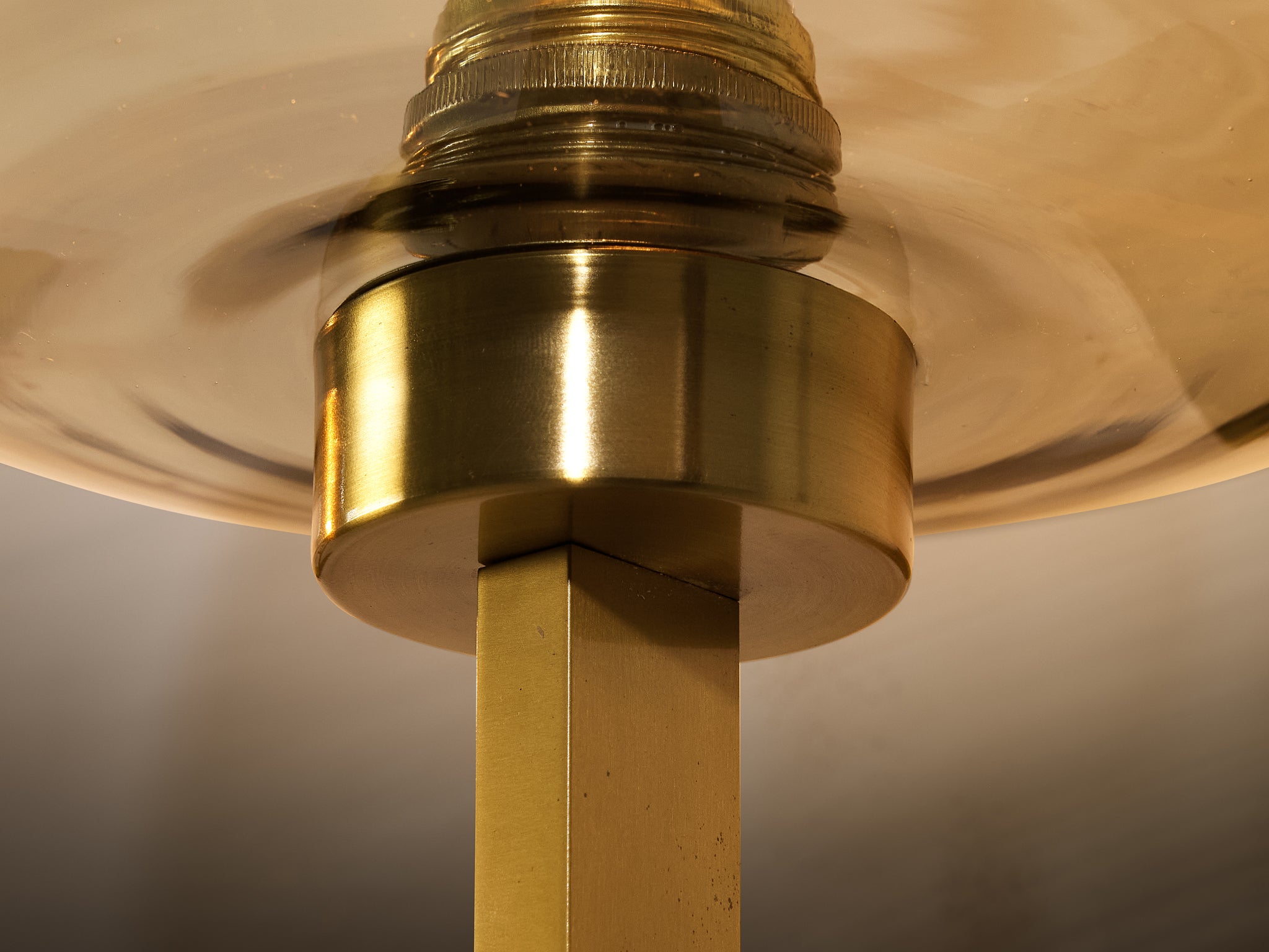Holger Johansson for Westal Set of Four Wall Lights in Brass and Smoked Glass Lighting Morentz