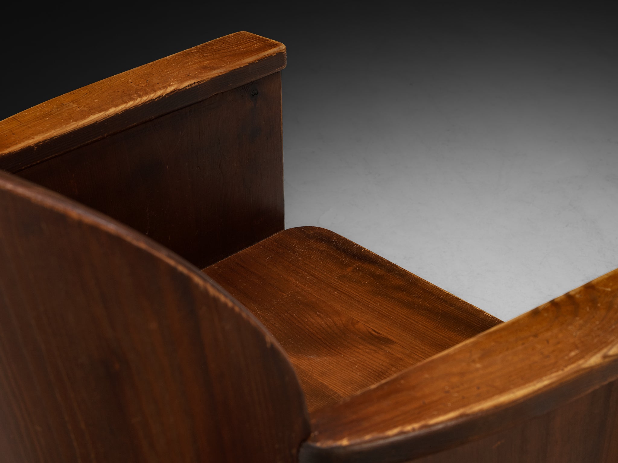 Rare Åby Möbelfabrik Pair of 'Lövåsen' Barrel Armchairs in Solid Pine and Iron Seating Morentz