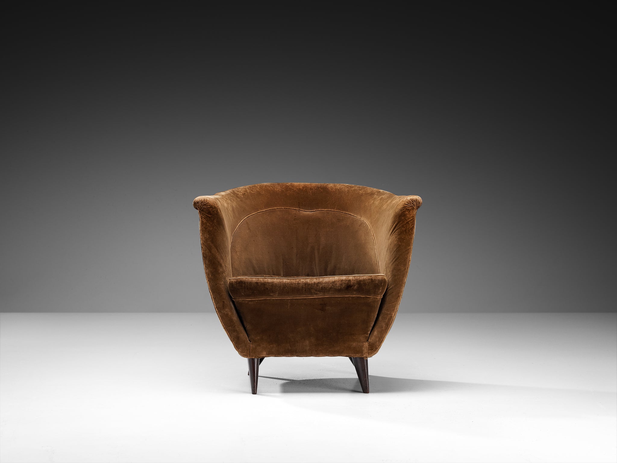 Guglielmo Veronesi for Isa Bergamo Elegant Lounge Chair in Brown Velvet Seating Morentz