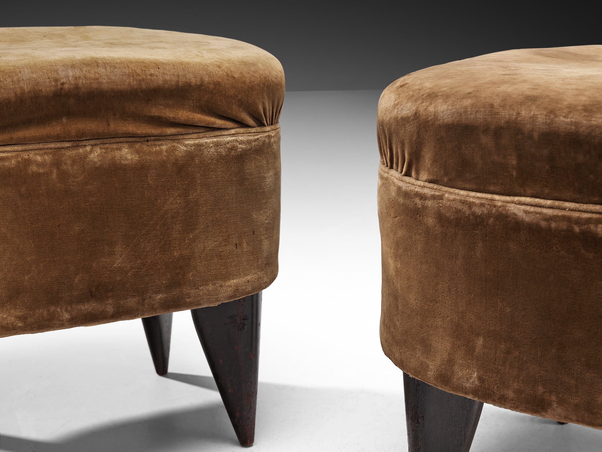 Guglielmo Veronesi for Isa Bergamo Pair of Stools in Brown Velvet Seating Morentz