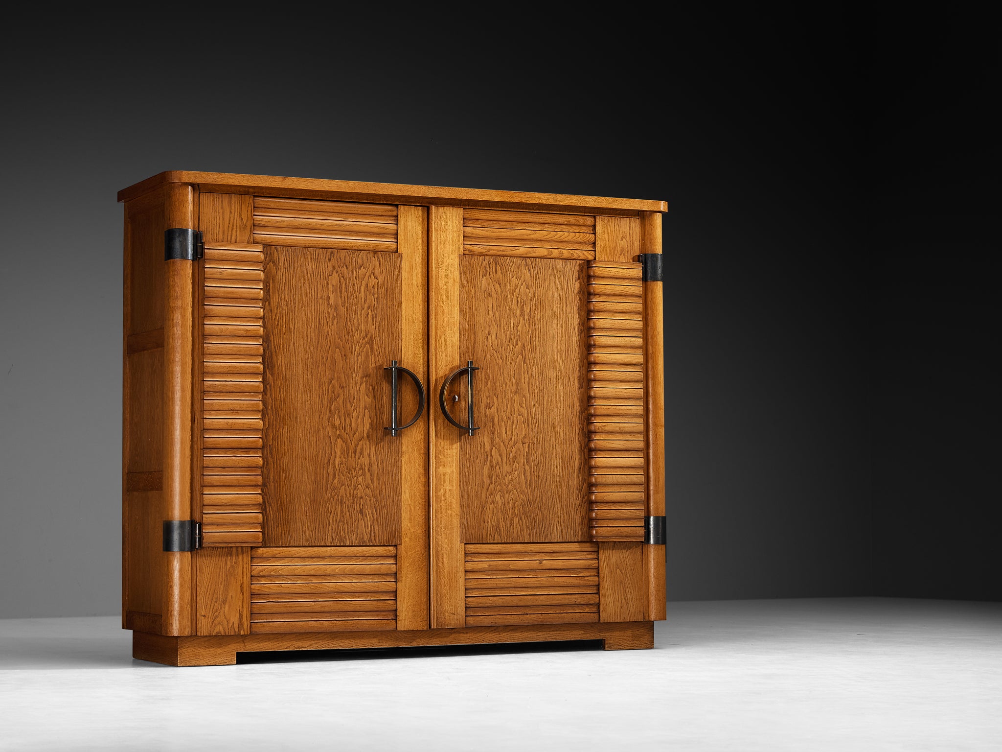 French Art Deco Cabinet in Oak and Brass Detailing Case pieces and storage cabinets Morentz