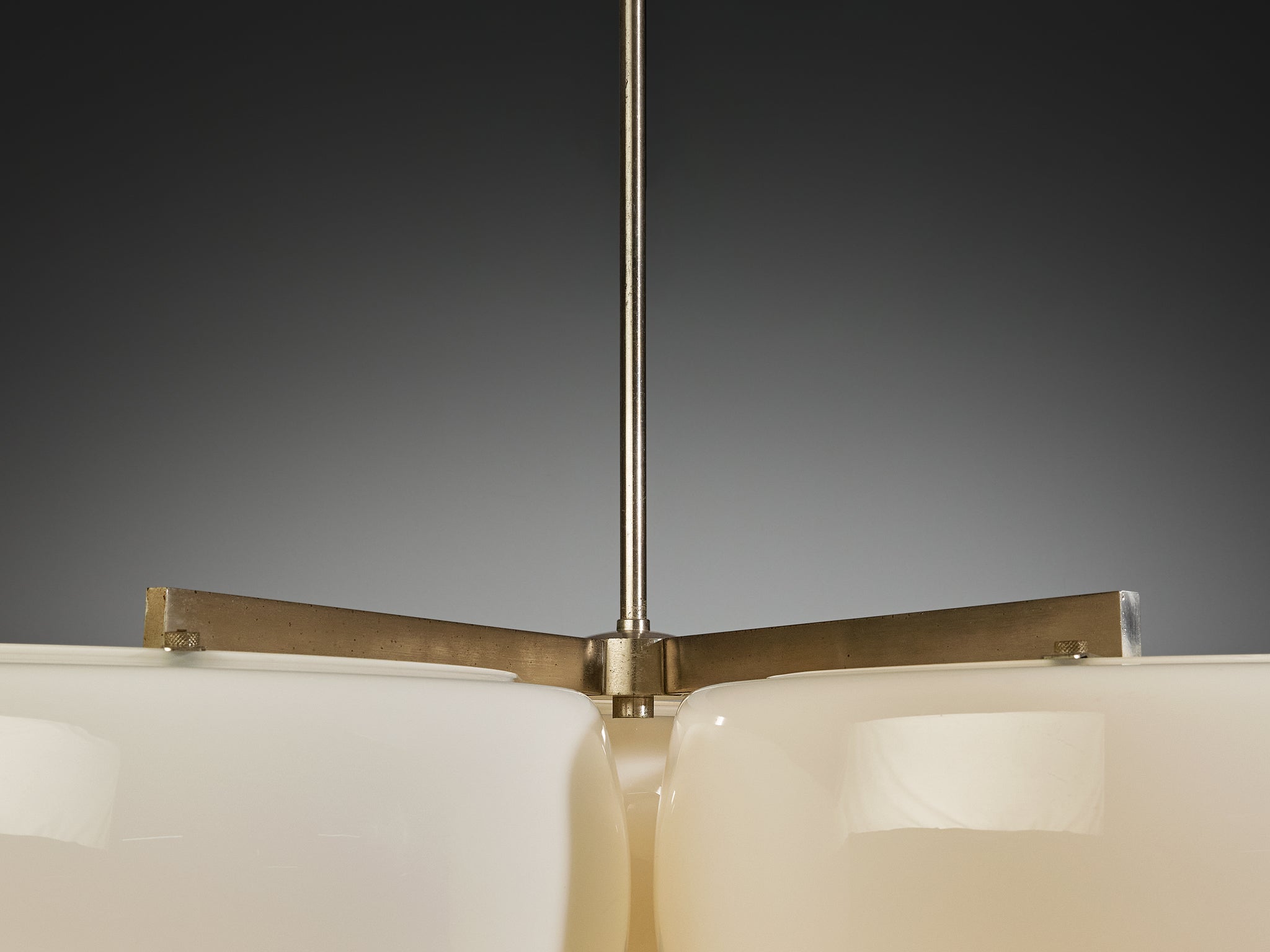 Vico Magistretti for Artemide ‘Pentaclinio’ Chandelier in Opaline Glass Lighting Morentz